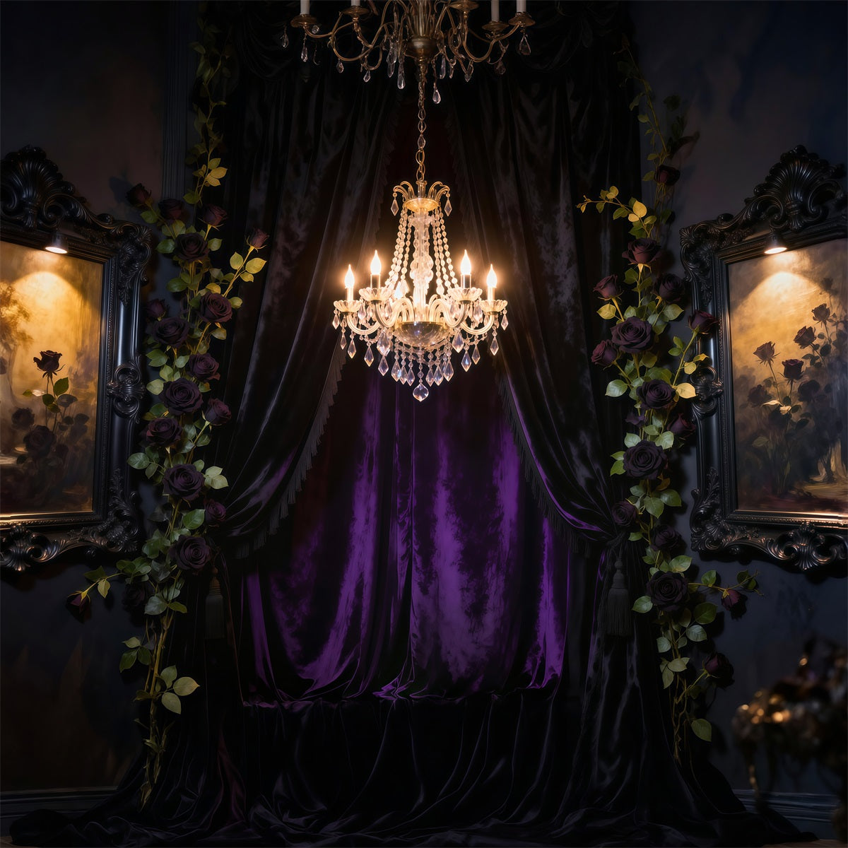 Boudoir Backdrop Ideas Dark Romance Crystal Curtain Antique Photo Backdrop RR62-70