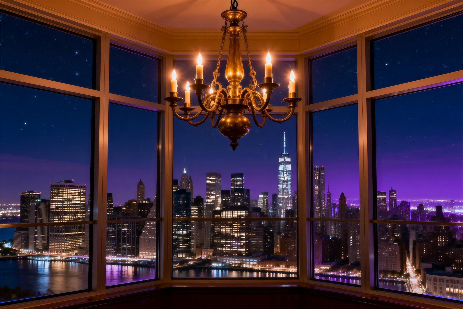 Boudoir Backdrops Midnight Skyline Candle Chandelier Boudoir Backdrop Ideas RR62-81