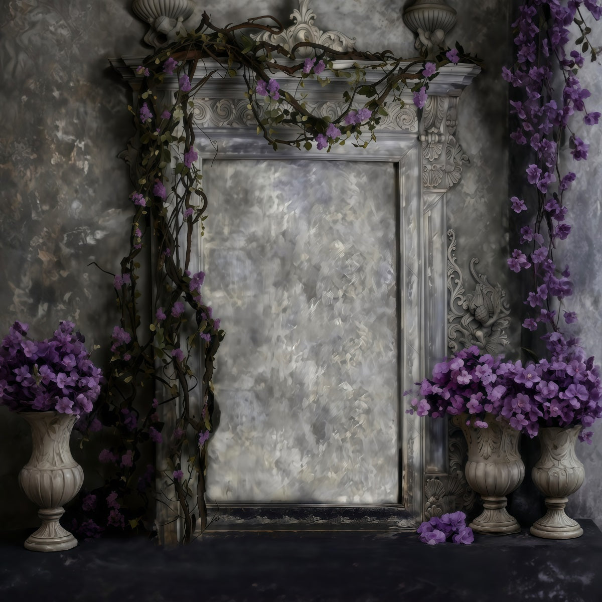 Boudoir Backdrops Ivy Carved Stone Classical Archway Antique Photography Backdrops RR62-89