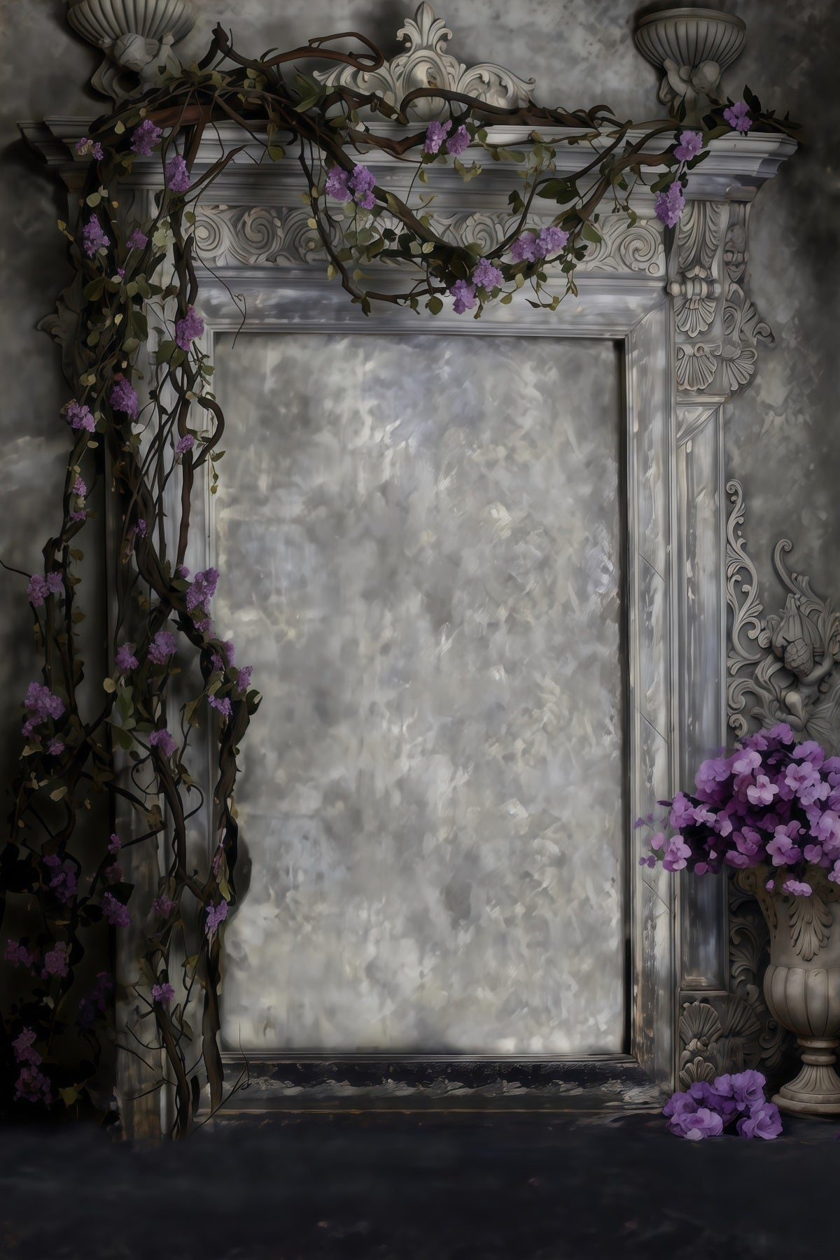 Boudoir Backdrops Ivy Carved Stone Classical Archway Antique Photography Backdrops RR62-89