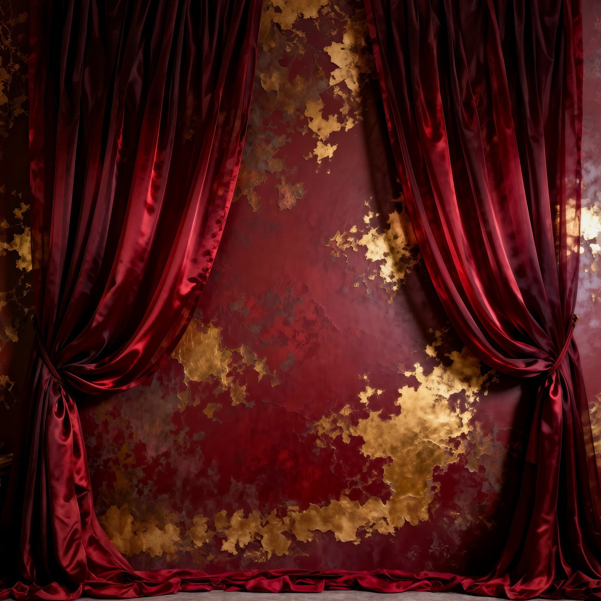 Backdrops for Boudoir Crimson Gilded Velvet Curtain Texture Vintage Wall Backdrop RR62-90