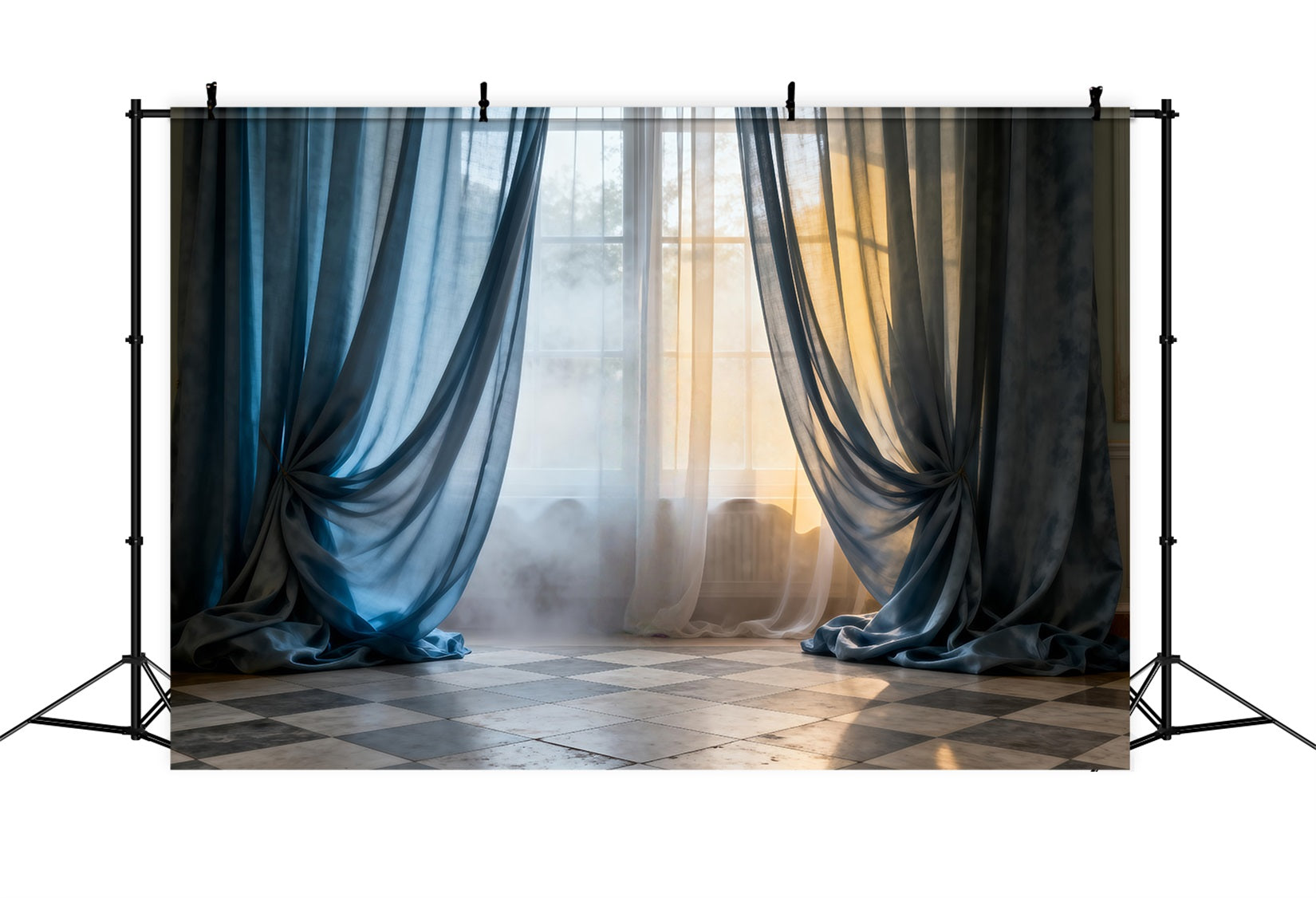 Boudoir Photography Backdrops Blue Sheer Windowlight Drapes Boudoir Backdrop RR62-93