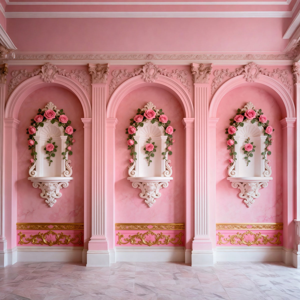 Boudoir Photography Backdrops Blush Rose Alcove Arches Vintage Wall Backdrop RR62-97