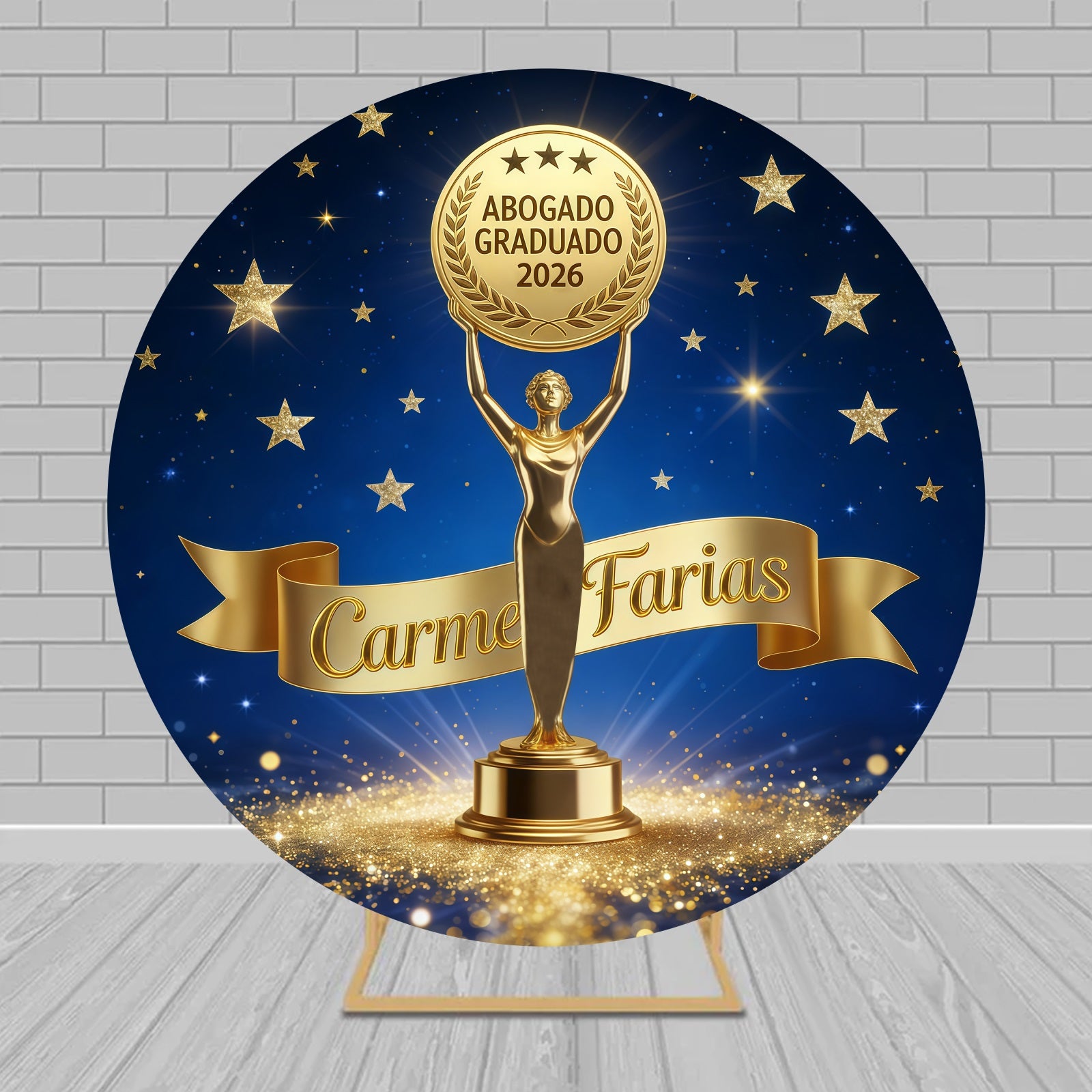 Trophy  Medal Graduation Round Backdrop Gold Star Night Award Class Of 2026 Backdrop RR63-103