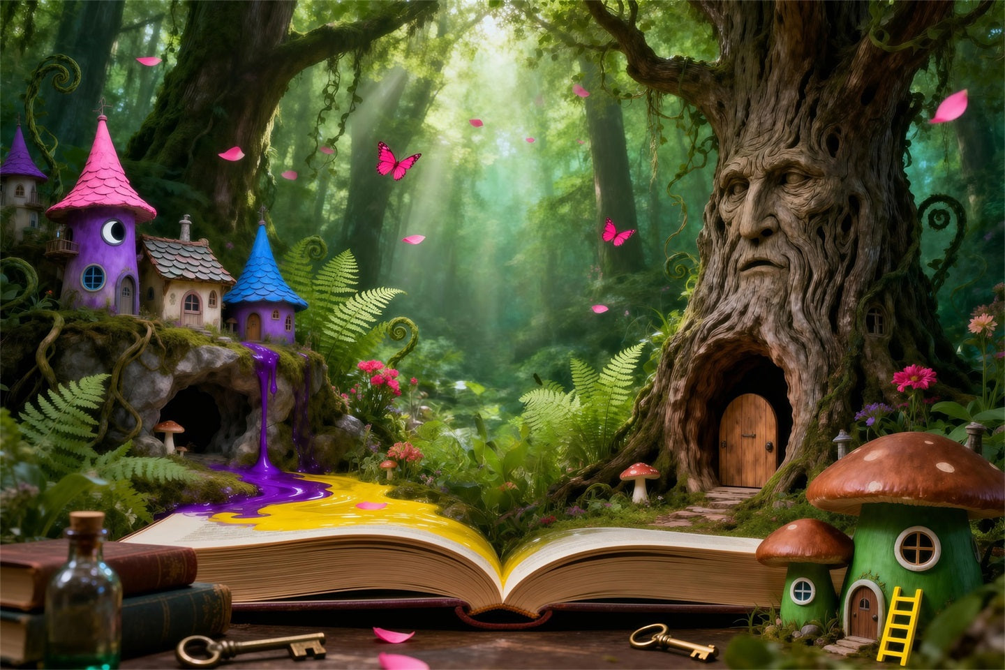 Forest Backdrop Photography Enchanted Tree House Magic Book Forest Backdrop For Photography RR63-127