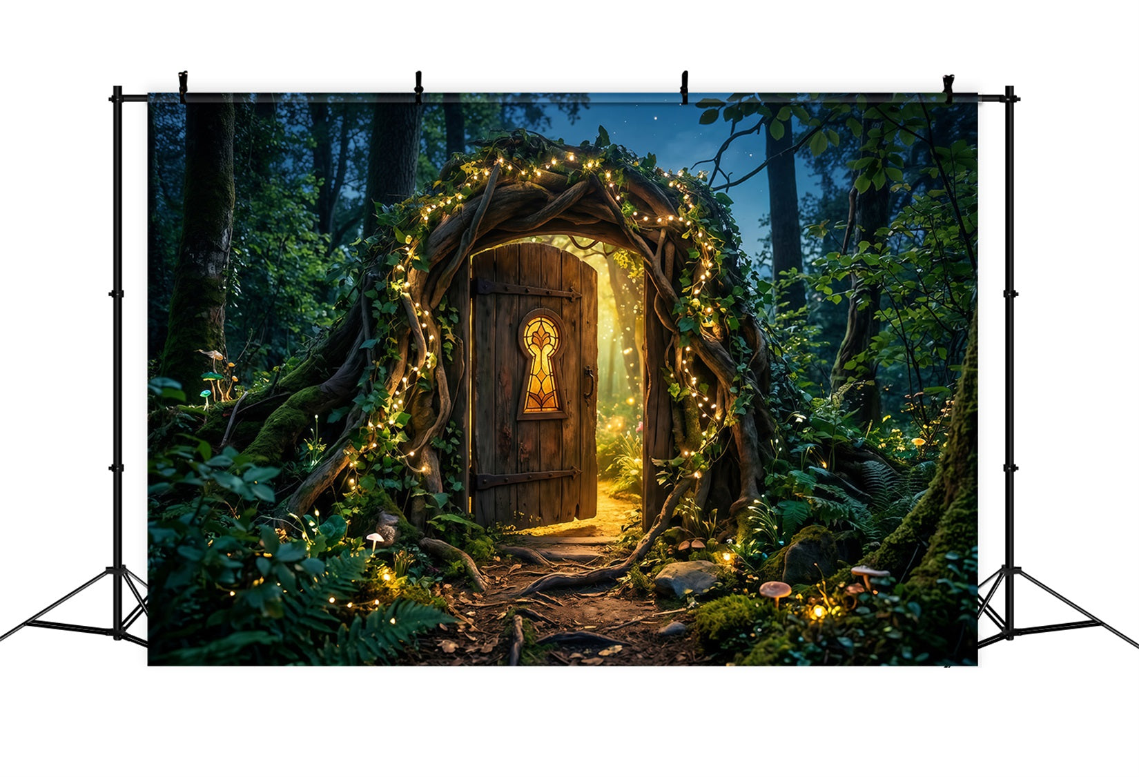 Photography Backdrops Forest Mystic Woodland Doorway Golden Light Entrance Forest Backdrop RR63-155