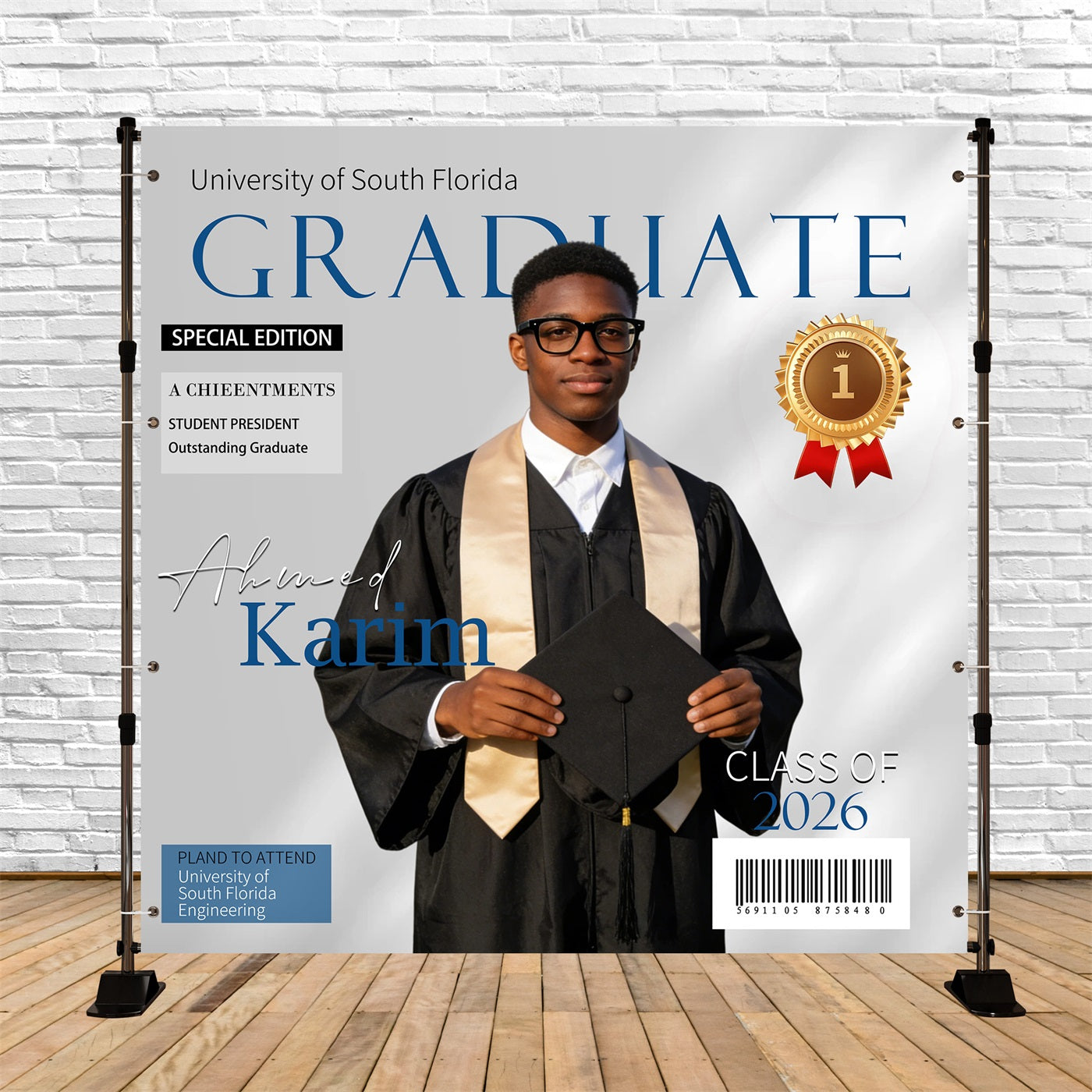 Personalized Graduation Backdrop Modern Magazine Style Graduation Part