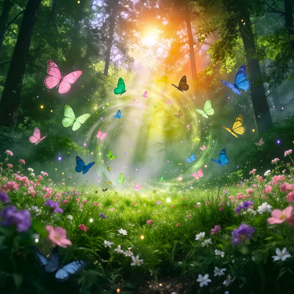 Enchanted Forest Backdrop Diy Colorful Butterfly Circle Magic Light Bu