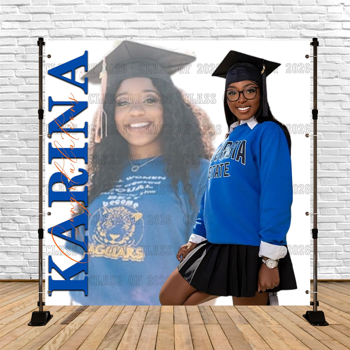 Minimalist Graduation Backdrop University Celebration Cap Gown Custom