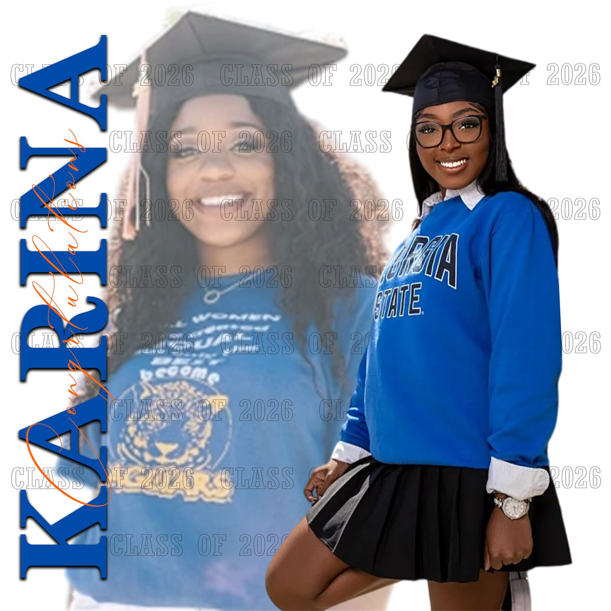 Minimalist Graduation Backdrop University Celebration Cap Gown Custom