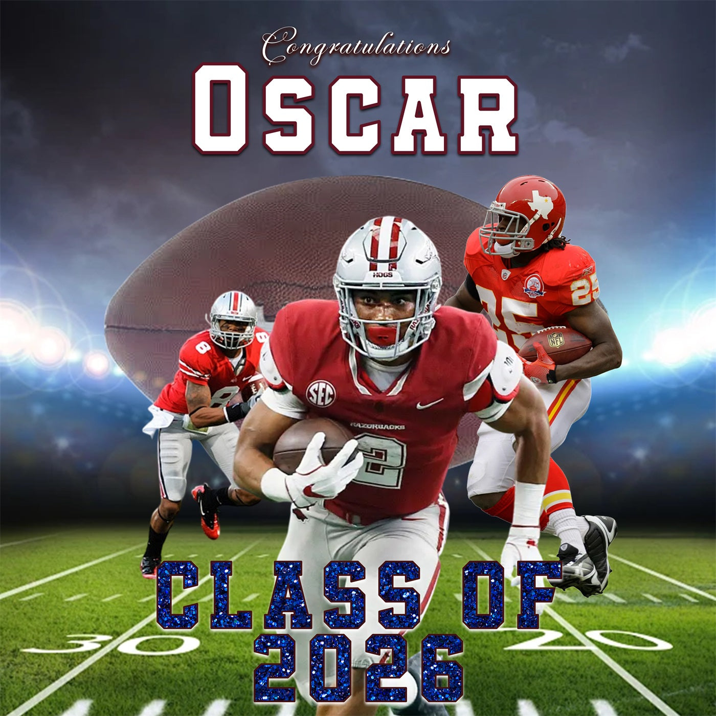 Sports Graduation Backdrop Football Victory Moment Custom Graduation Backdrops RR63-35