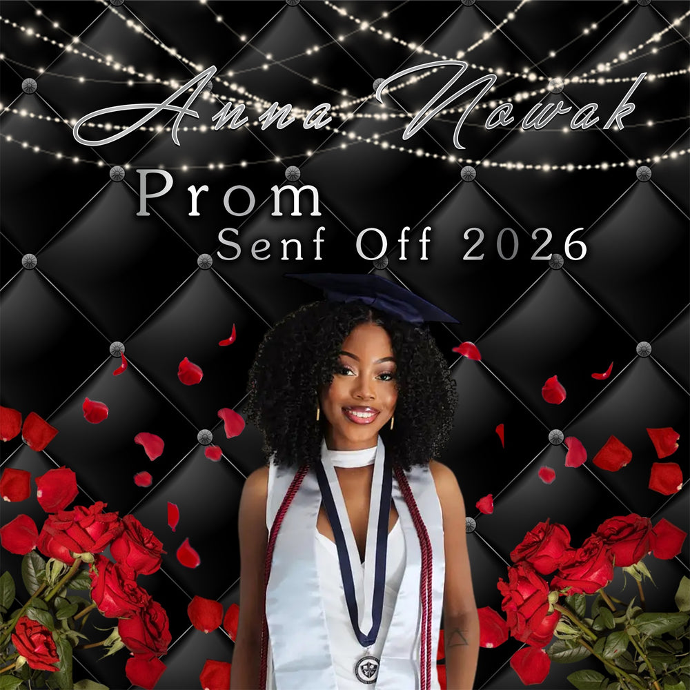 Prom Cover R Black Prom Backdrop Elegant Rose Petals Lights Prom Send Off Backdrops