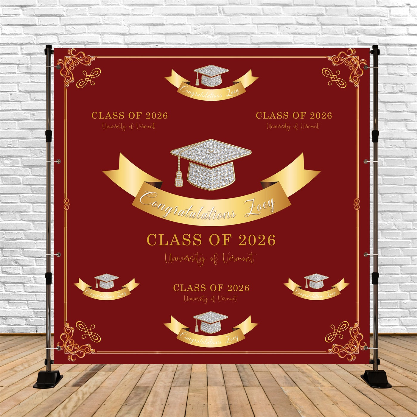 Minimalist Graduation Graduation Backdrop Diamond Accents Celebration Graduate Backdrop RR63-48