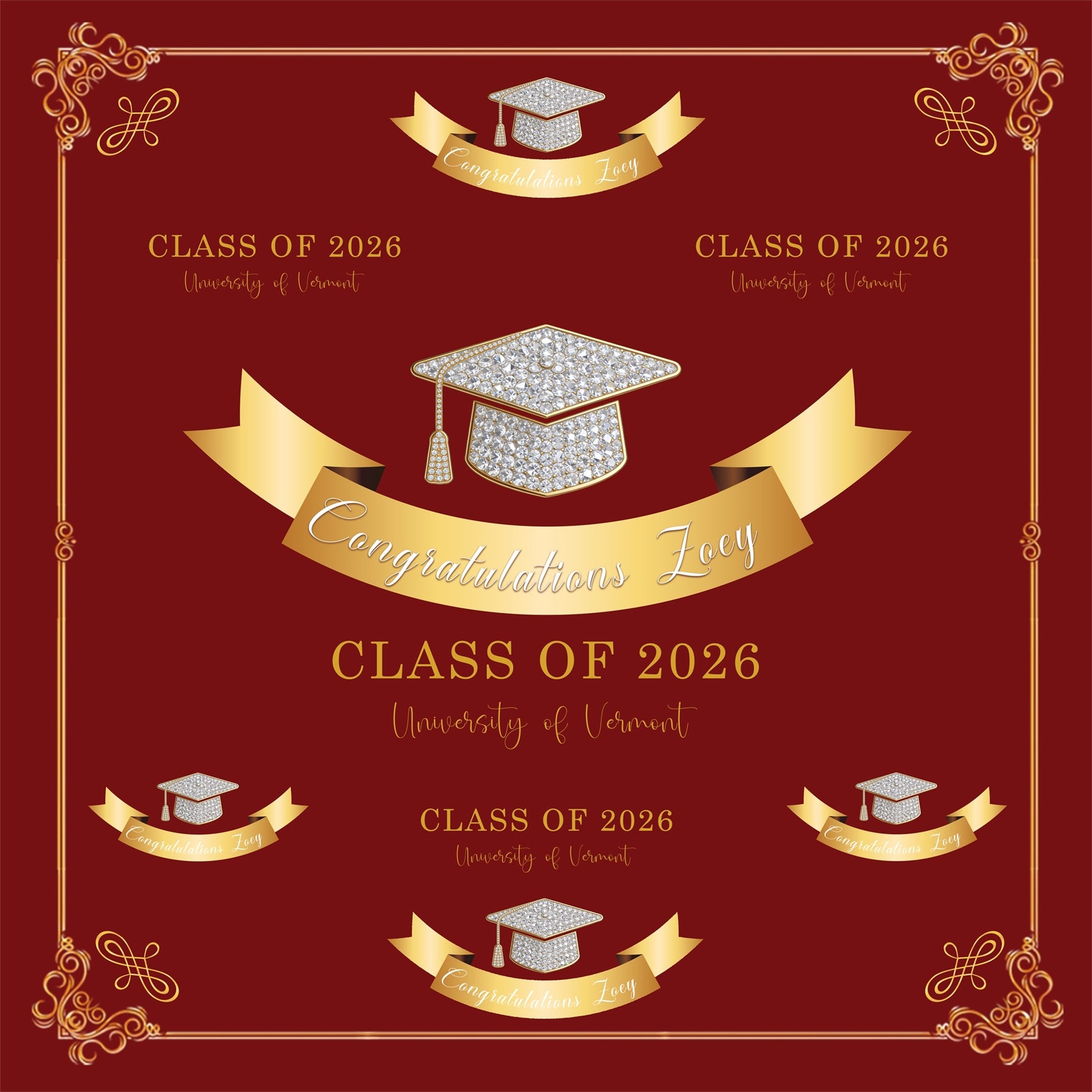 Minimalist Graduation Graduation Backdrop Diamond Accents Celebration Graduate Backdrop RR63-48