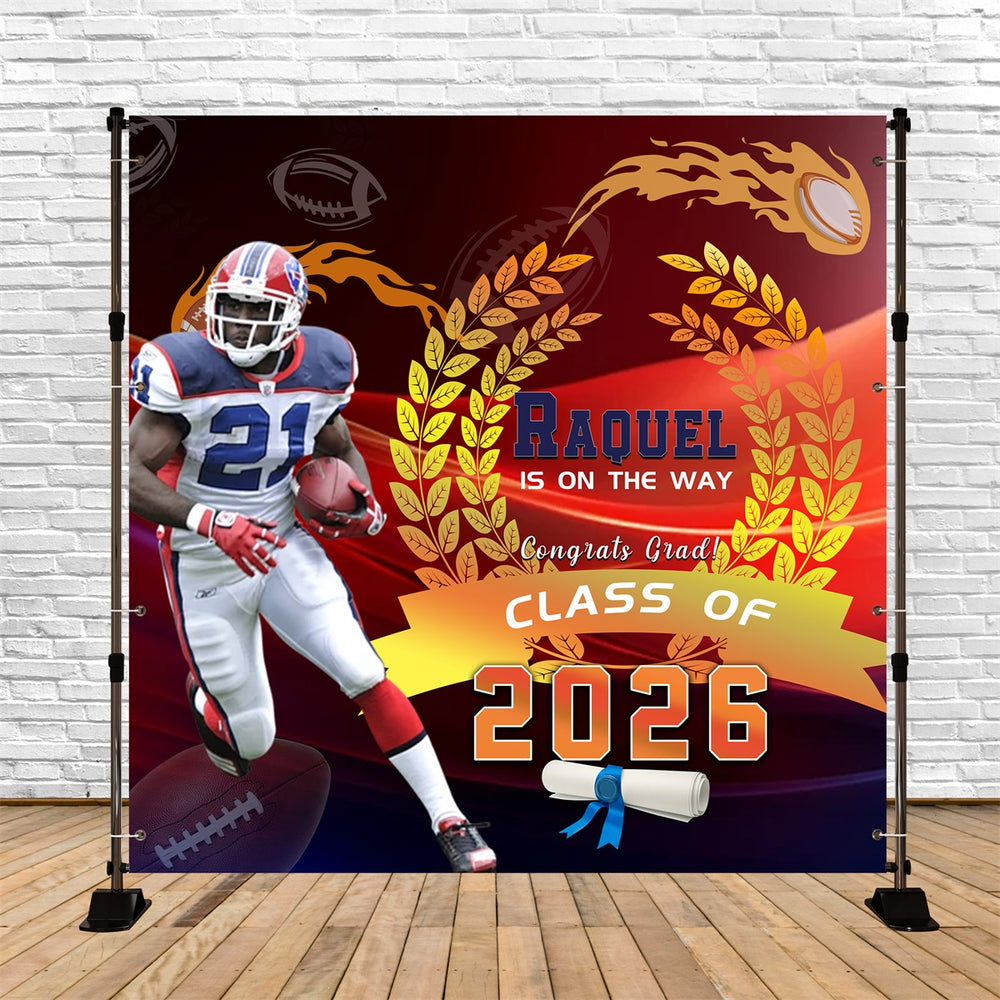 Sports Graduation Backdrop Football Player Victory Moment Graduation P