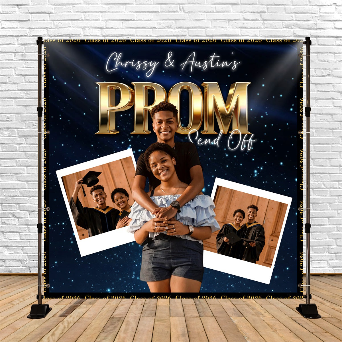 Starry Night Prom Backdrop Twinkle Stars Celebration Custom Prom Send Off Backdrop RR63-52