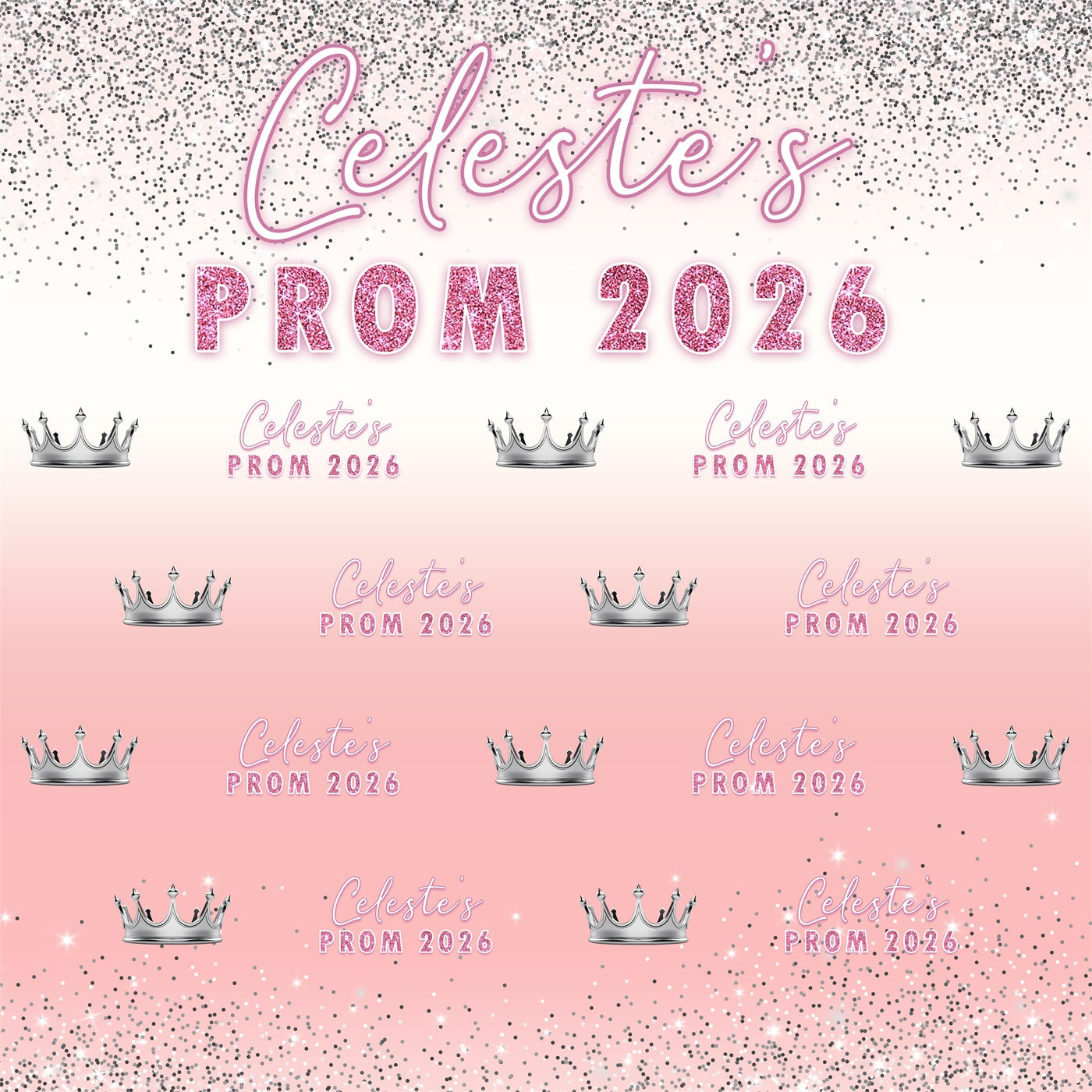Crown Decor Prom Party Backdrop Crown Accents Pink Celebration Custom Prom Send Off Backdrop RR63-55
