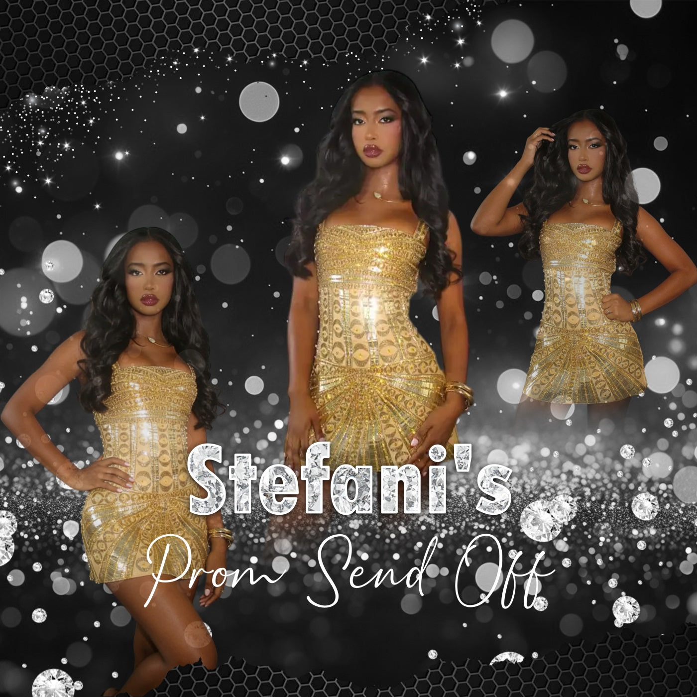 Black And Silver Prom Backdrop Glitter Diamond Bokeh Personalized Prom Backdrop RR63-56