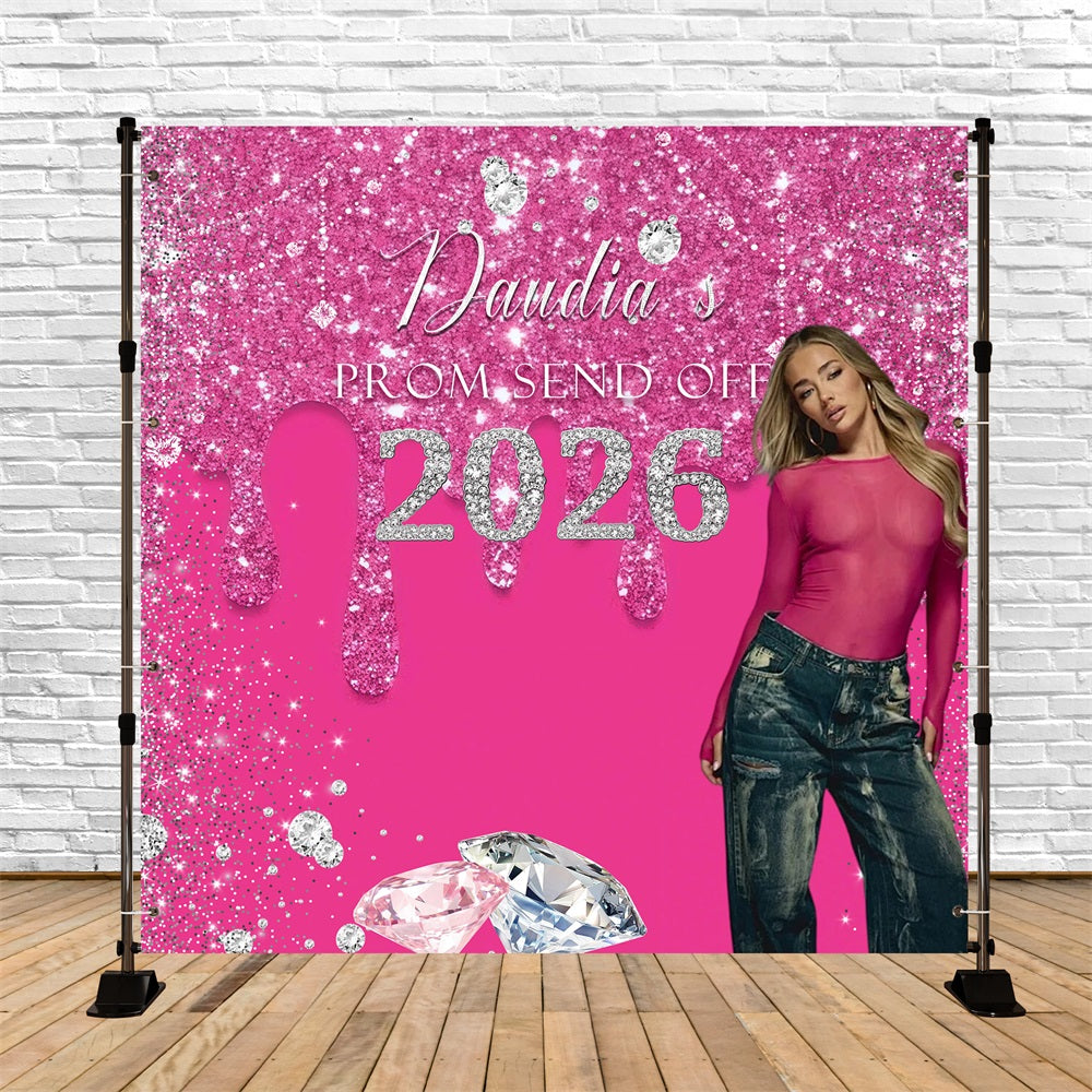 Pink Prom Backdrop Pink Sparkle Diamond Prom Party Backdrops RR63-60