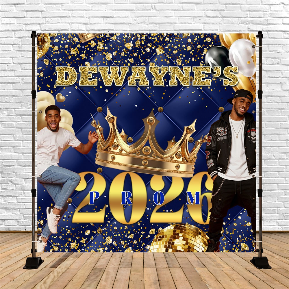 80s Prom Backdrop Gold Crown Disco Ball Custom Prom Backdrop RR63-65