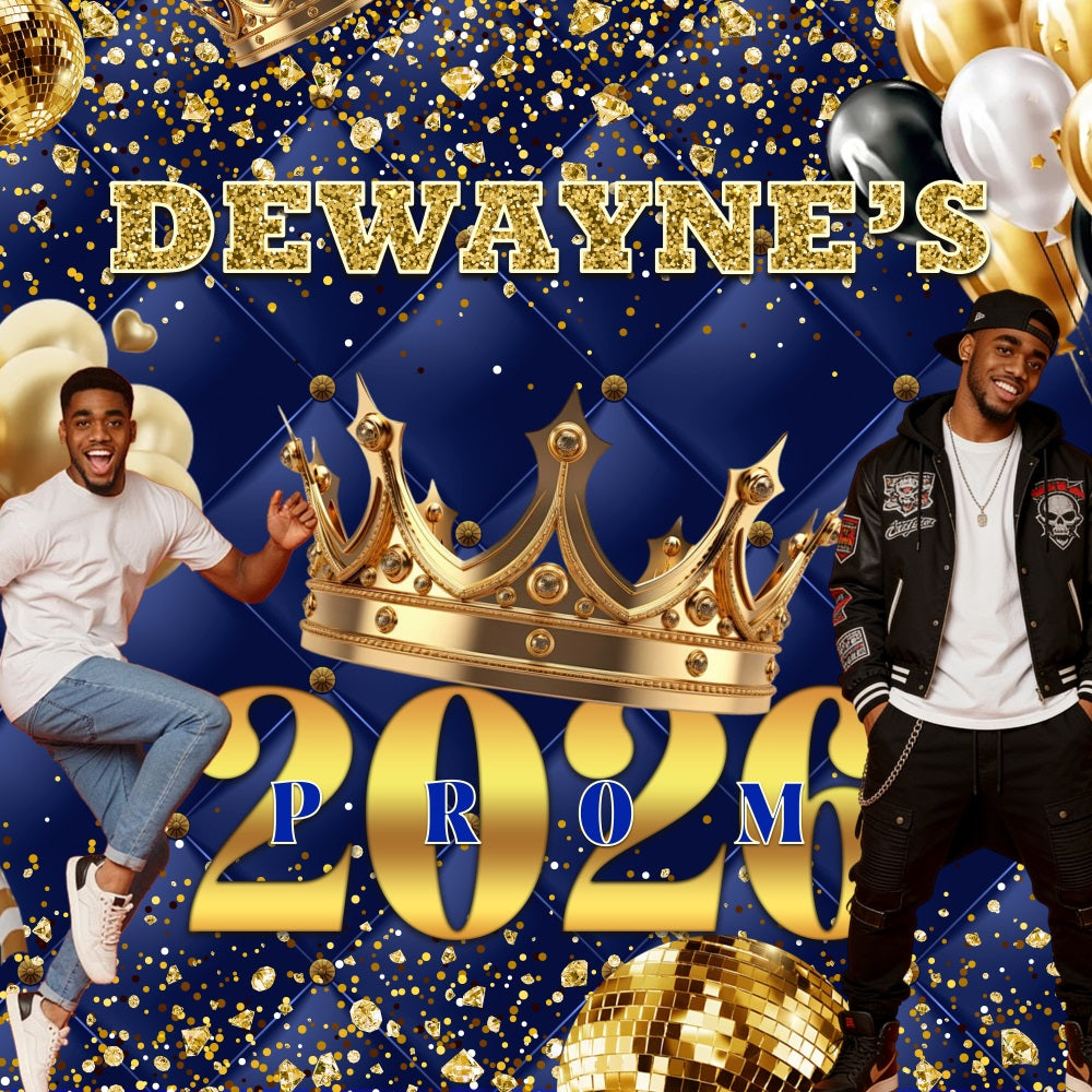 80s Prom Backdrop Gold Crown Disco Ball Custom Prom Backdrop RR63-65