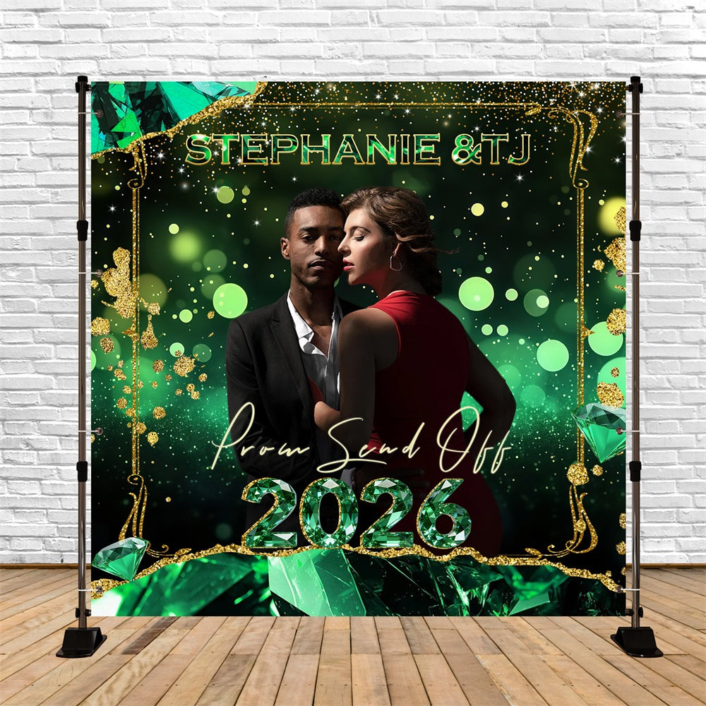 Editorial Vogue Graduation Backdrop Green Diamond Sparkle Party Backdrops Graduation RR63-69