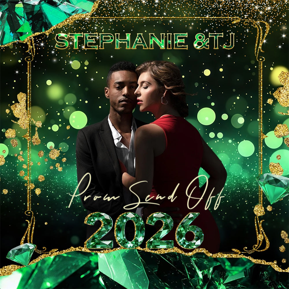 Editorial Vogue Graduation Backdrop Green Diamond Sparkle Party Backdrops Graduation RR63-69