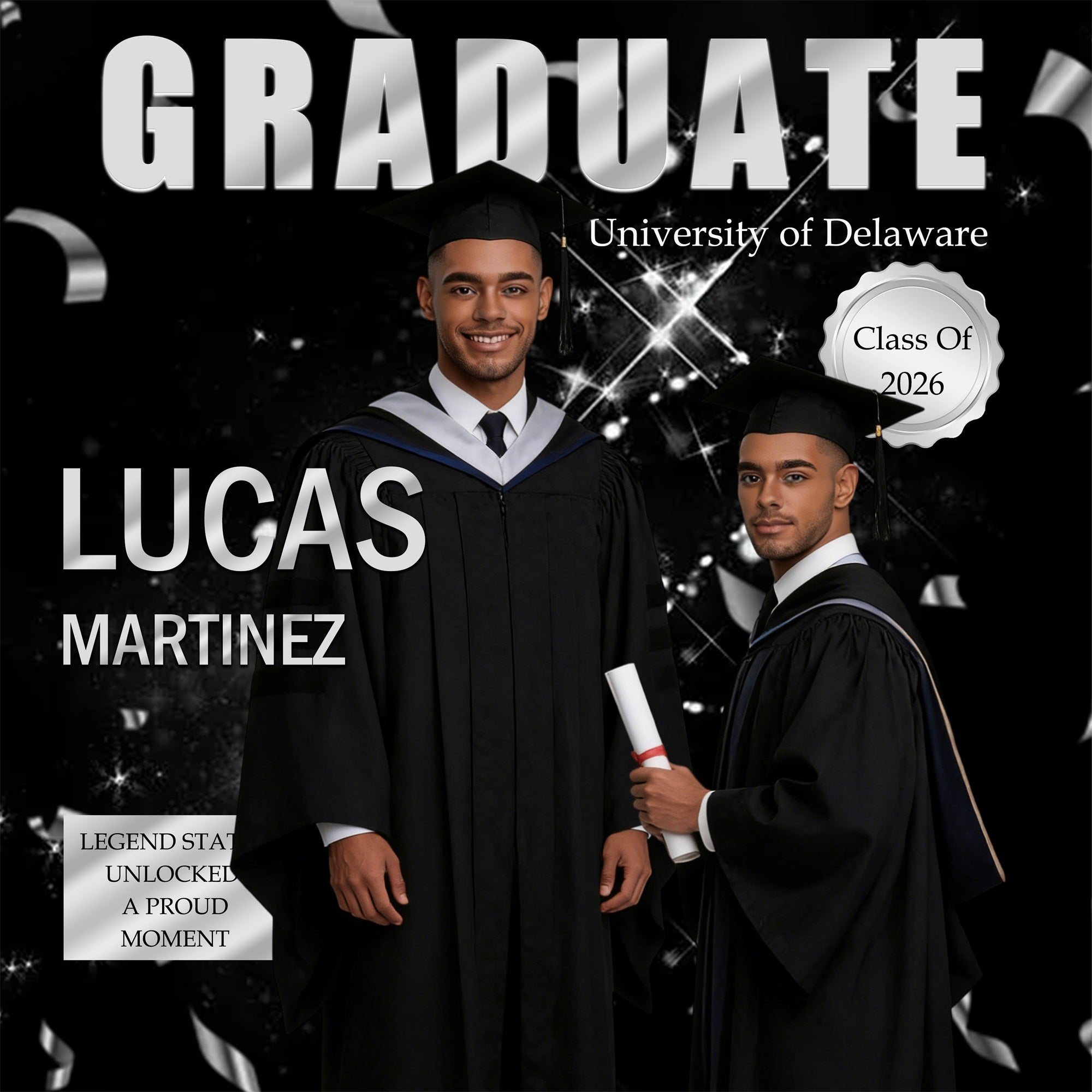 Simple Graduation Backdrop Ideas Sliver Glitter Ribbon Personalized Backdrop For Graduation RR63-73