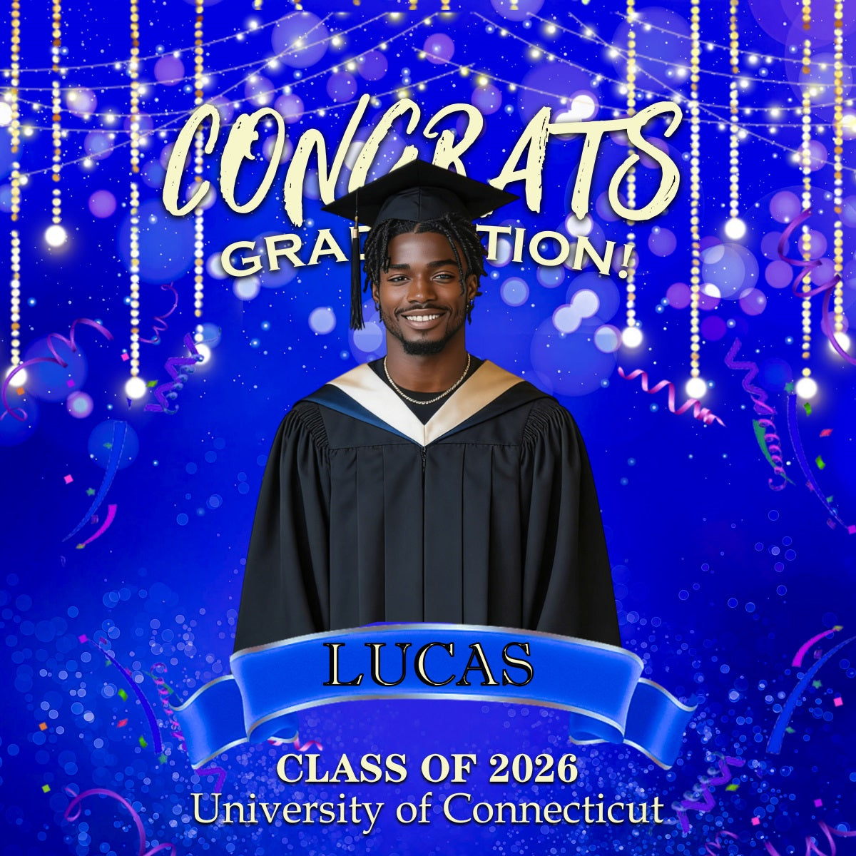 Graduation Backdrop Blue Crystal Beads Glitter Bokeh Backdrop For Graduation Party RR63-76