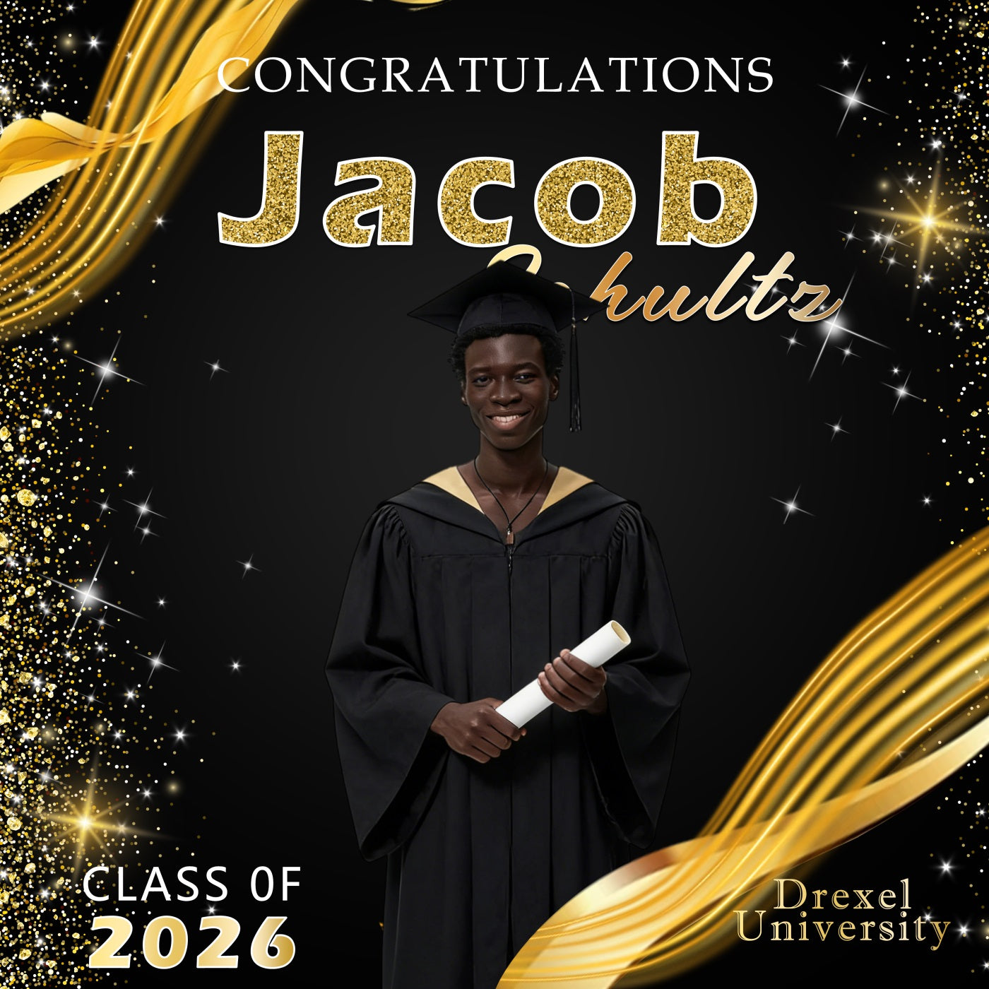 Simple Graduation Backdrop Ideas Gold Sliver Glitter Graduation Backdrop 2026 RR63-78