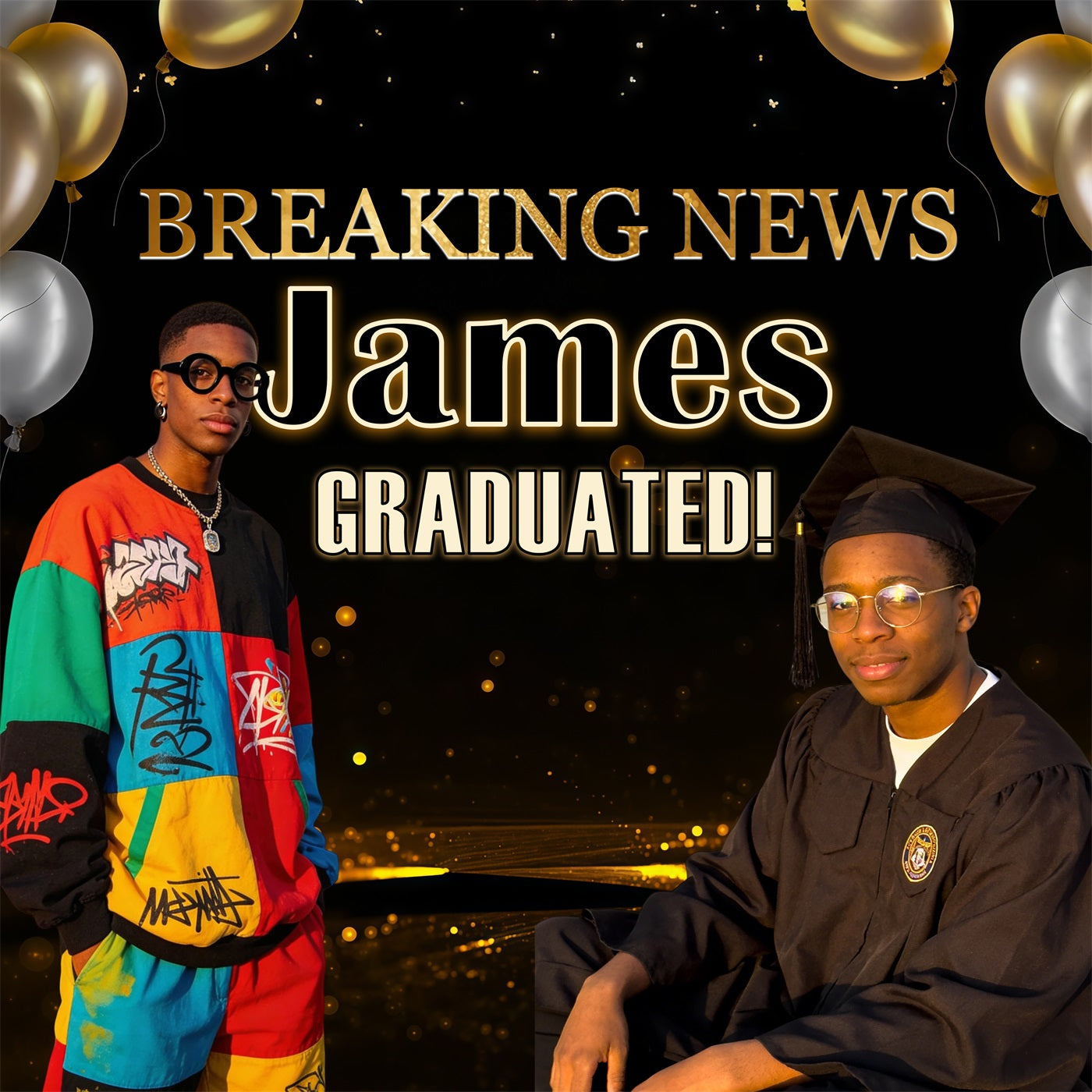 Graduation Party Backdrop Ideas Black Gold Spotlight Balloon Custom Graduation Backdrop RR63-8