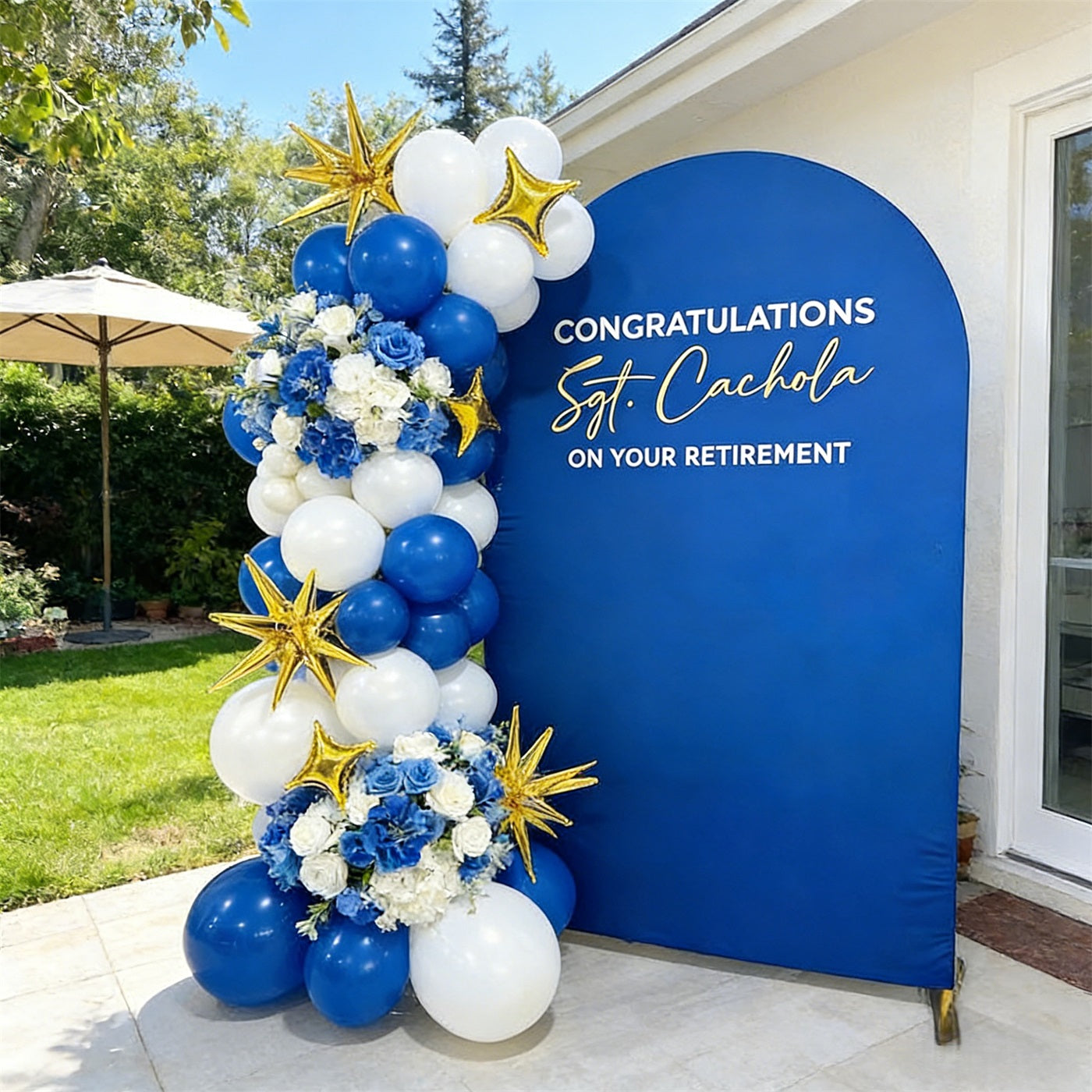 Custom Graduation Backdrop Blue Arch Party Drcoration Personalized Graduation Backdrop RR64-15