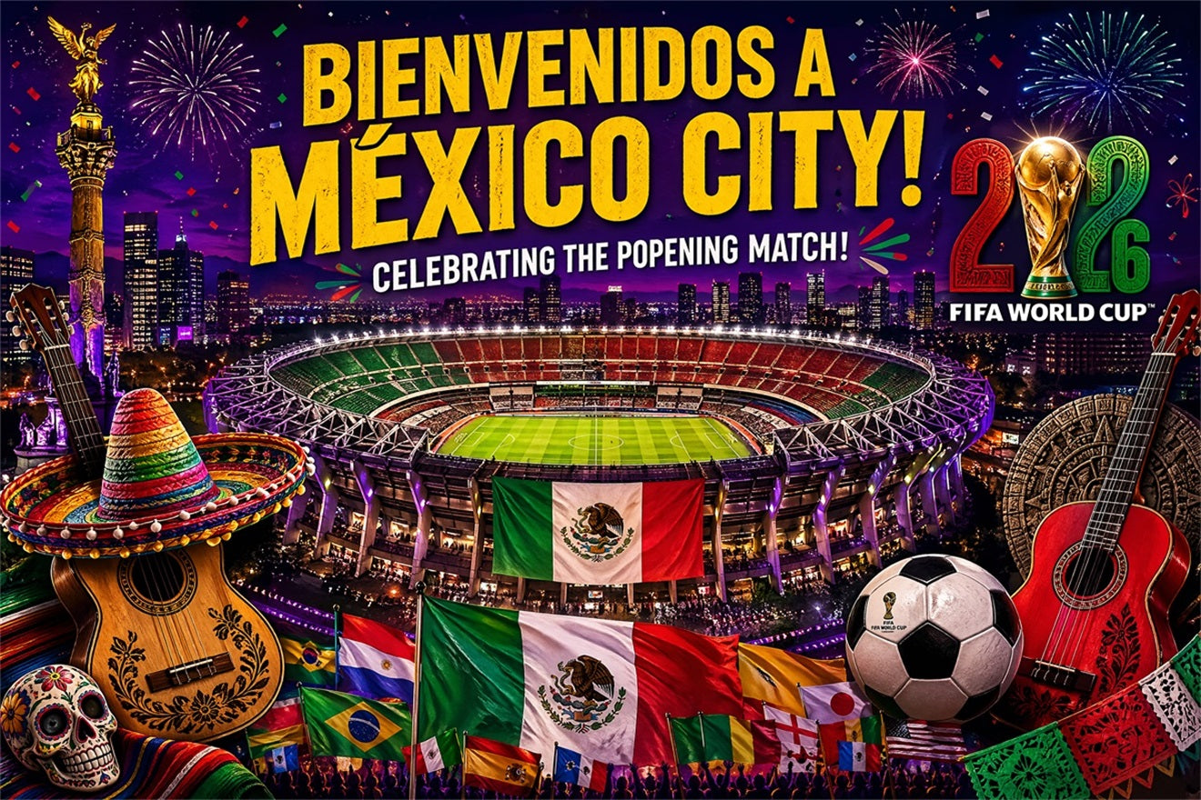 2026 Soccer Party Backdrop Mexico City Mexico City Opening Match Fiesta Host City Landmarks Backdrop RR64-31