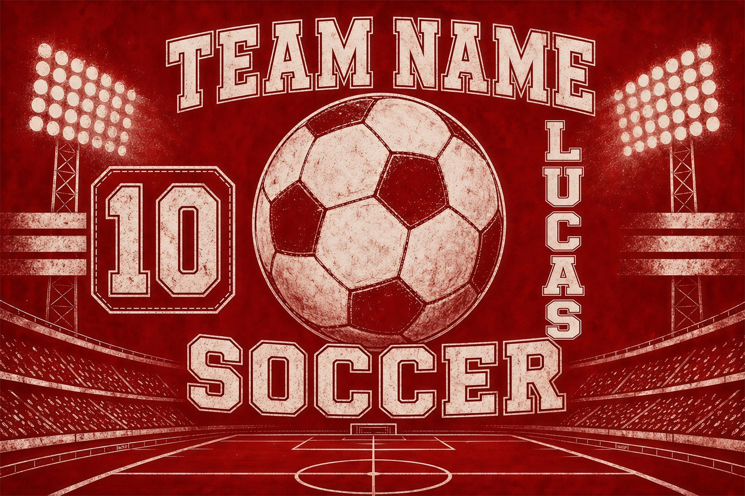 Personalized 2026 Soccer Party Backdrop Vintage Red Soccer Stadium Soccer Backdrop RR64-40