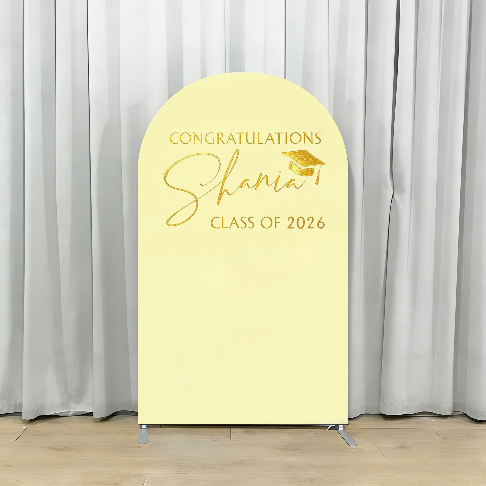 Prek Graduation Arch Backdrop Pale Yellow Glitter Accent Kindergarten Graduation Arch Backdrop RR64-8