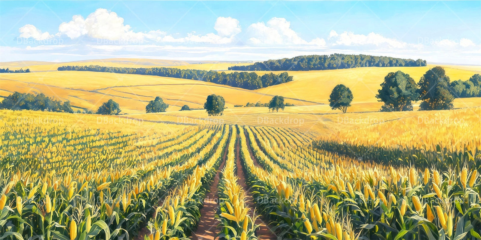 Theater Stage Backdrop Rural Cornfield School Play Backdrops RR65-T105