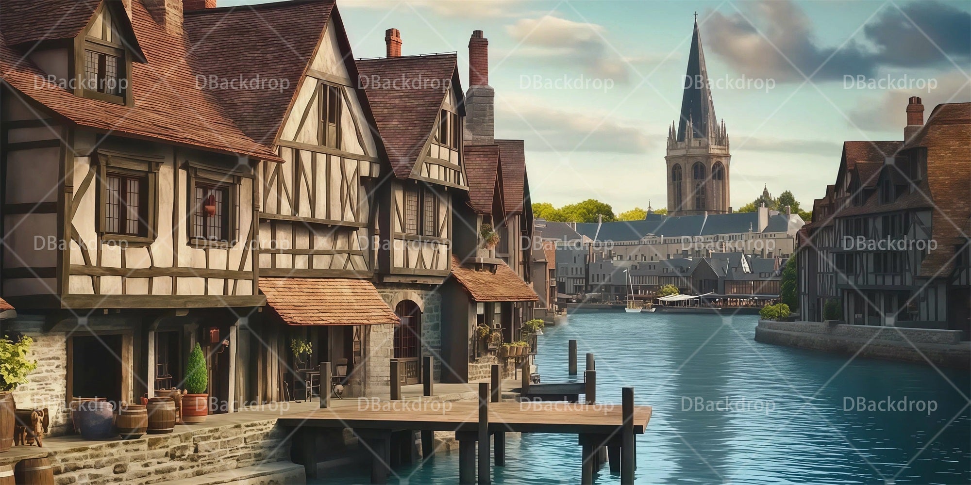 Movie Theater Backdrop European Canal Towns Performance Backdrop RR65-T125