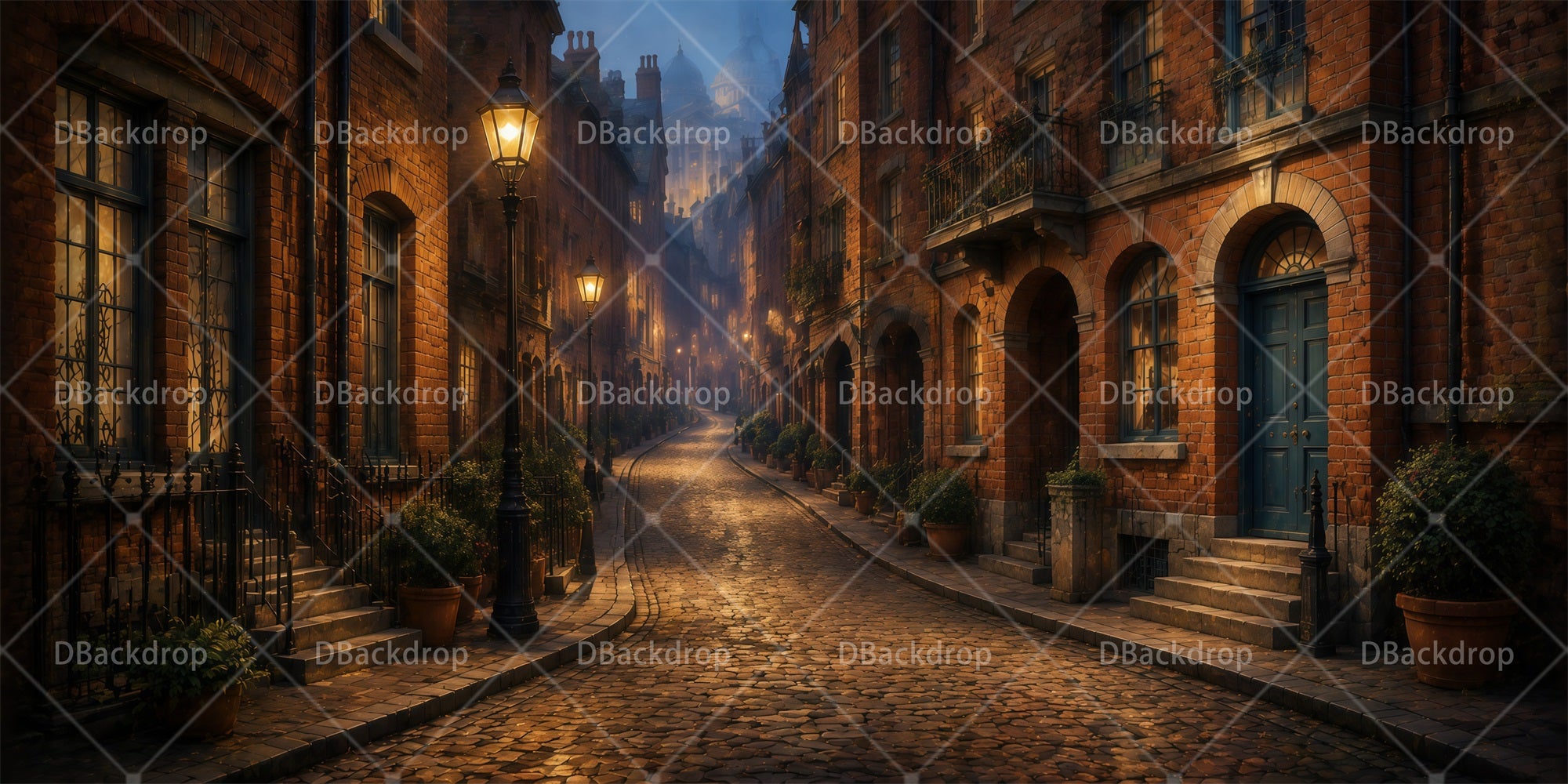 City Backdrop Nighttime Street VBS Backdrops RR65-T13