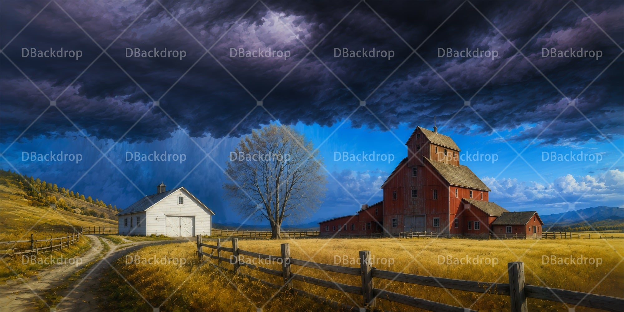 Farm Backdrop Overcast Countryside Magnified VBS Backdrop RR65-T14