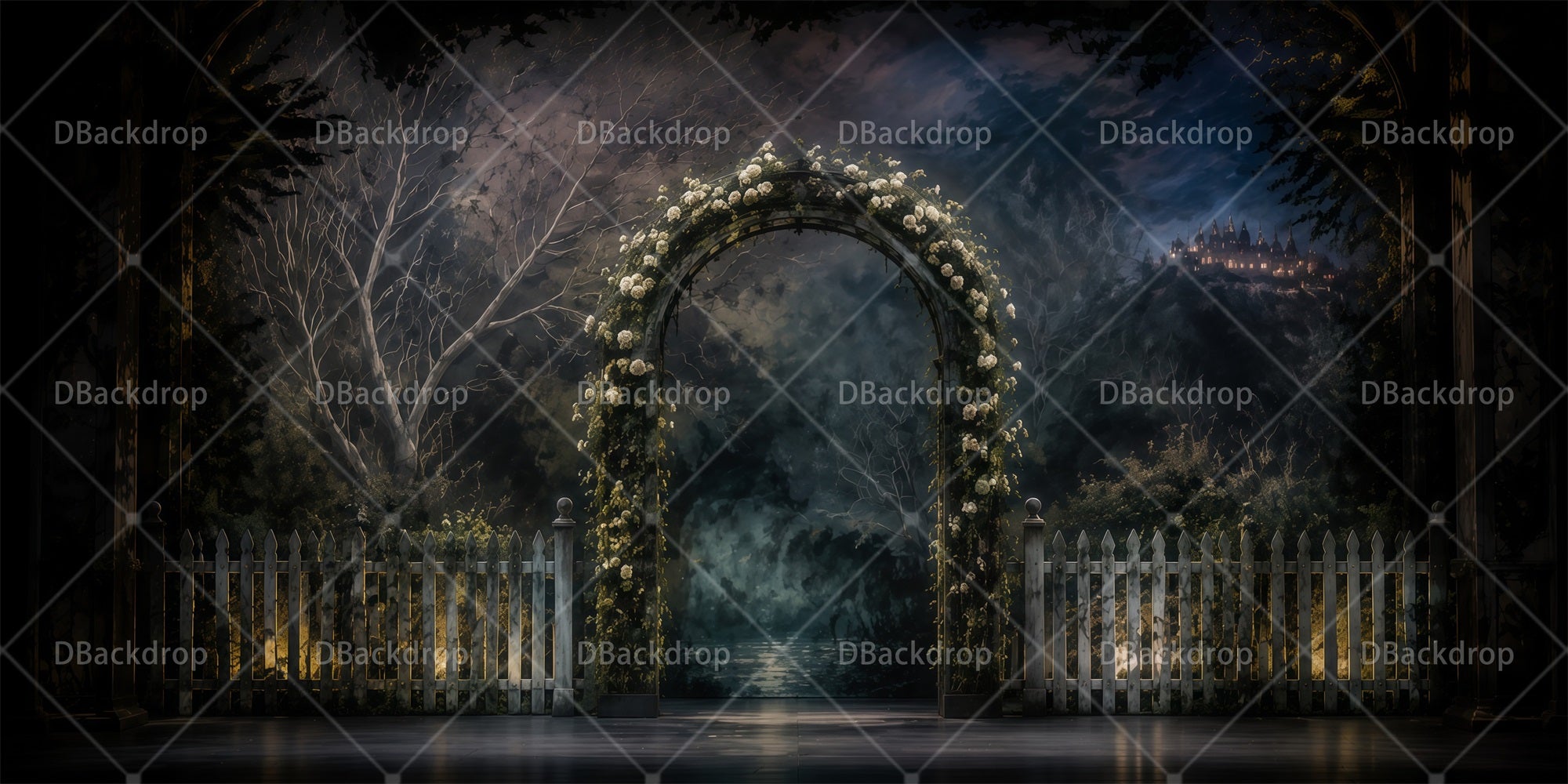 Stage Backdrop Floral Arch Doorway Theater Backdrops For Sale RR65-T16
