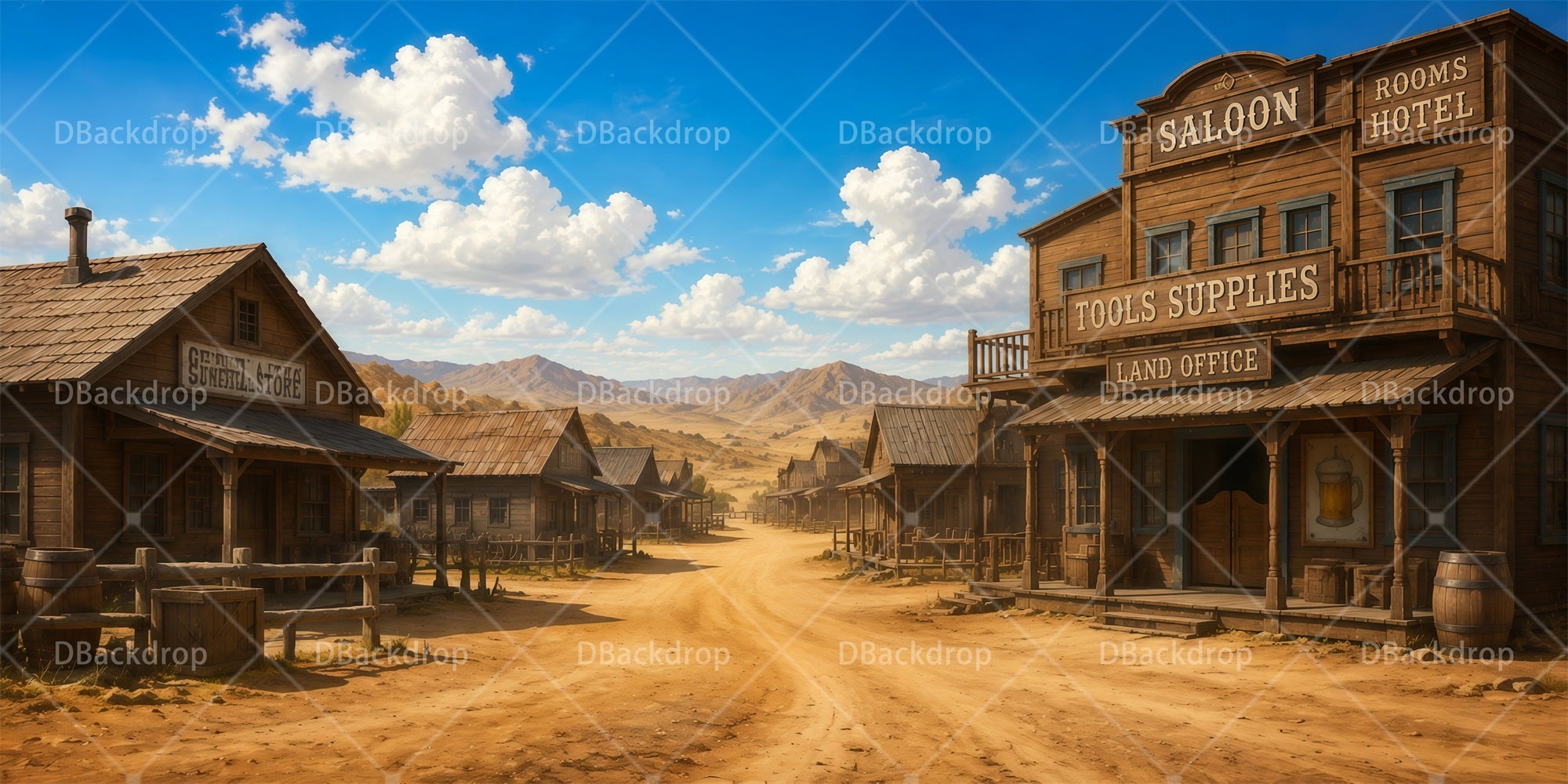 Western Town Backdrop Rustic Village VBS Backdrop RR65-T2