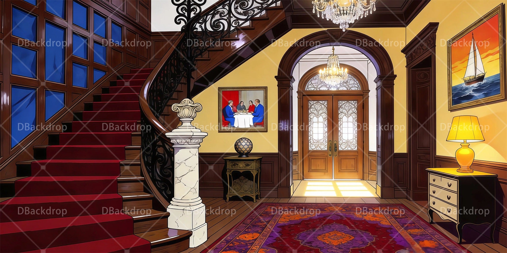 Stage Backdrops Manor Living Room Backdrop For Theater Play RR65-T20