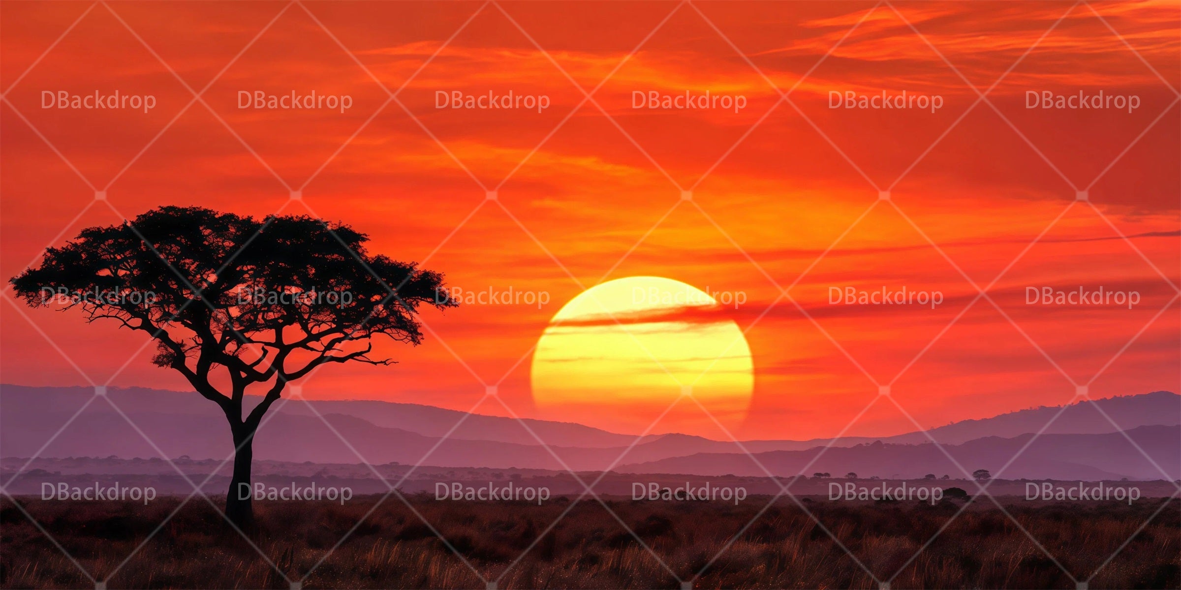 Stage Scenery Backdrops African Sunrise Backdrop For Theater Play RR65-T27