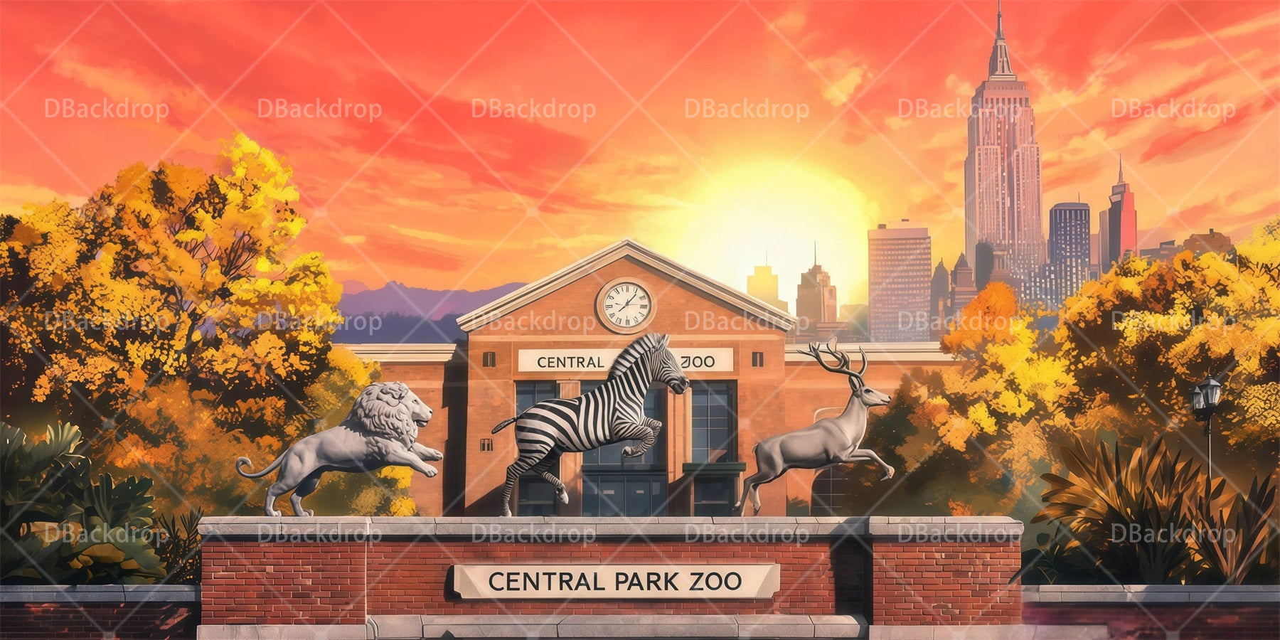 Professional Stage Backdrops City Park Zoo Performance Backdrops RR65-T28