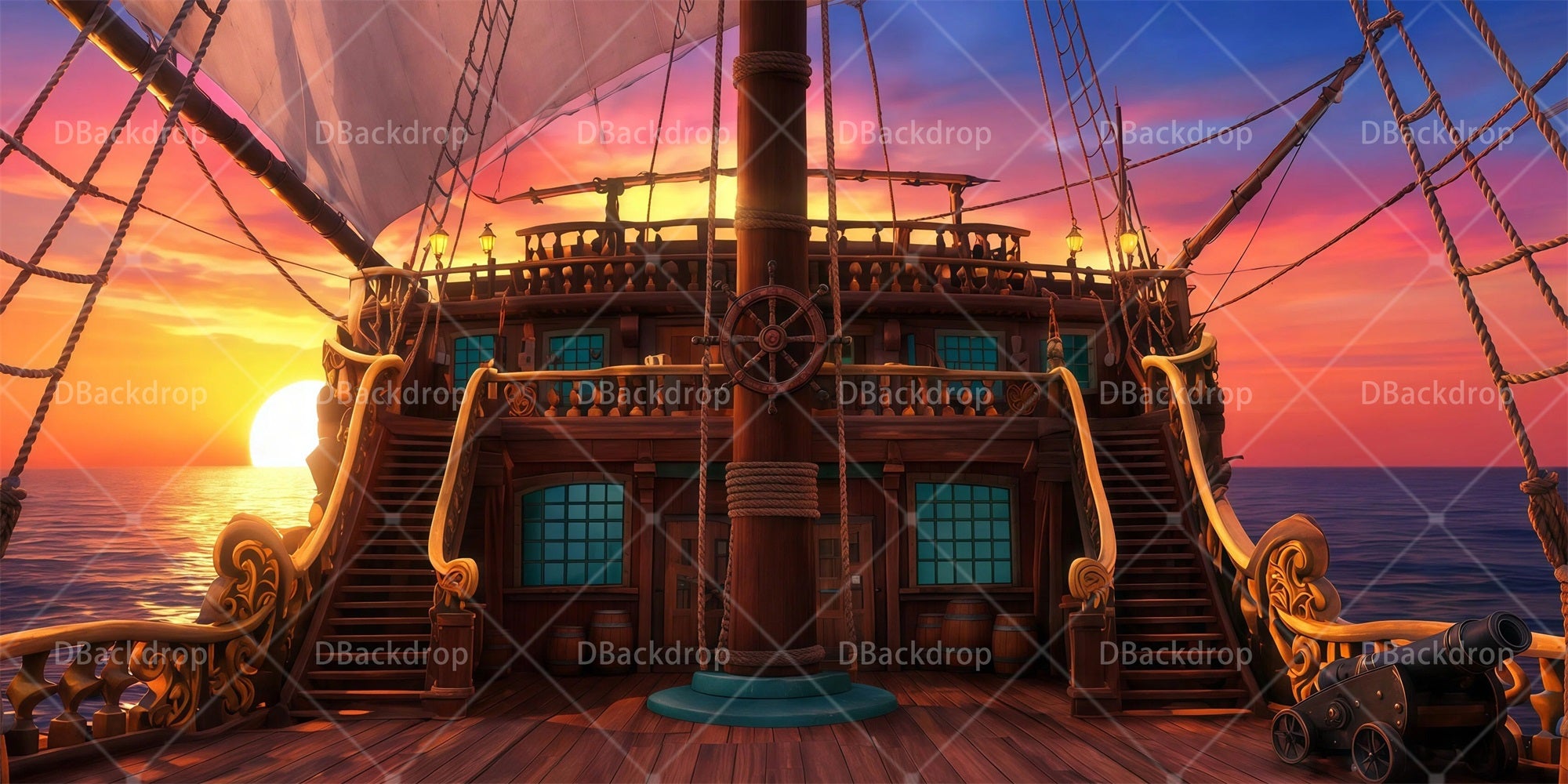 Backdrop For Theater Play NYC Ship Deck Professional Stage Backdrops RR65-T30