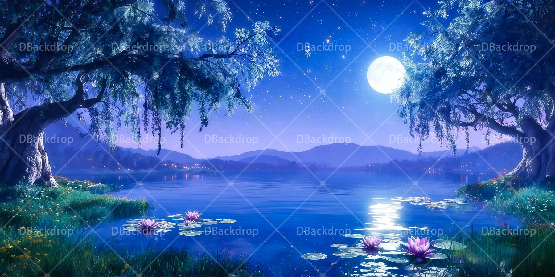 Scenery Backdrops For Theater Twilight Lake Scenic Backdrops RR65-T57