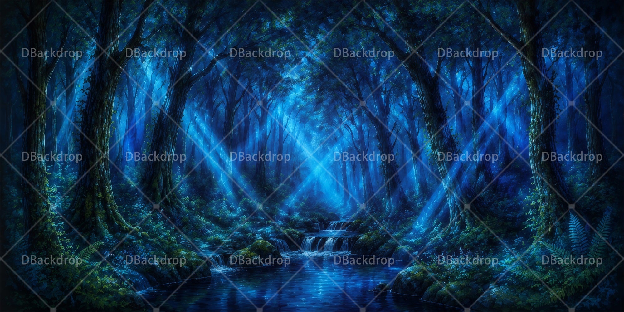 Forest Backdrop For Stage Moonlit Forest VBS Backdrop RR65-T6