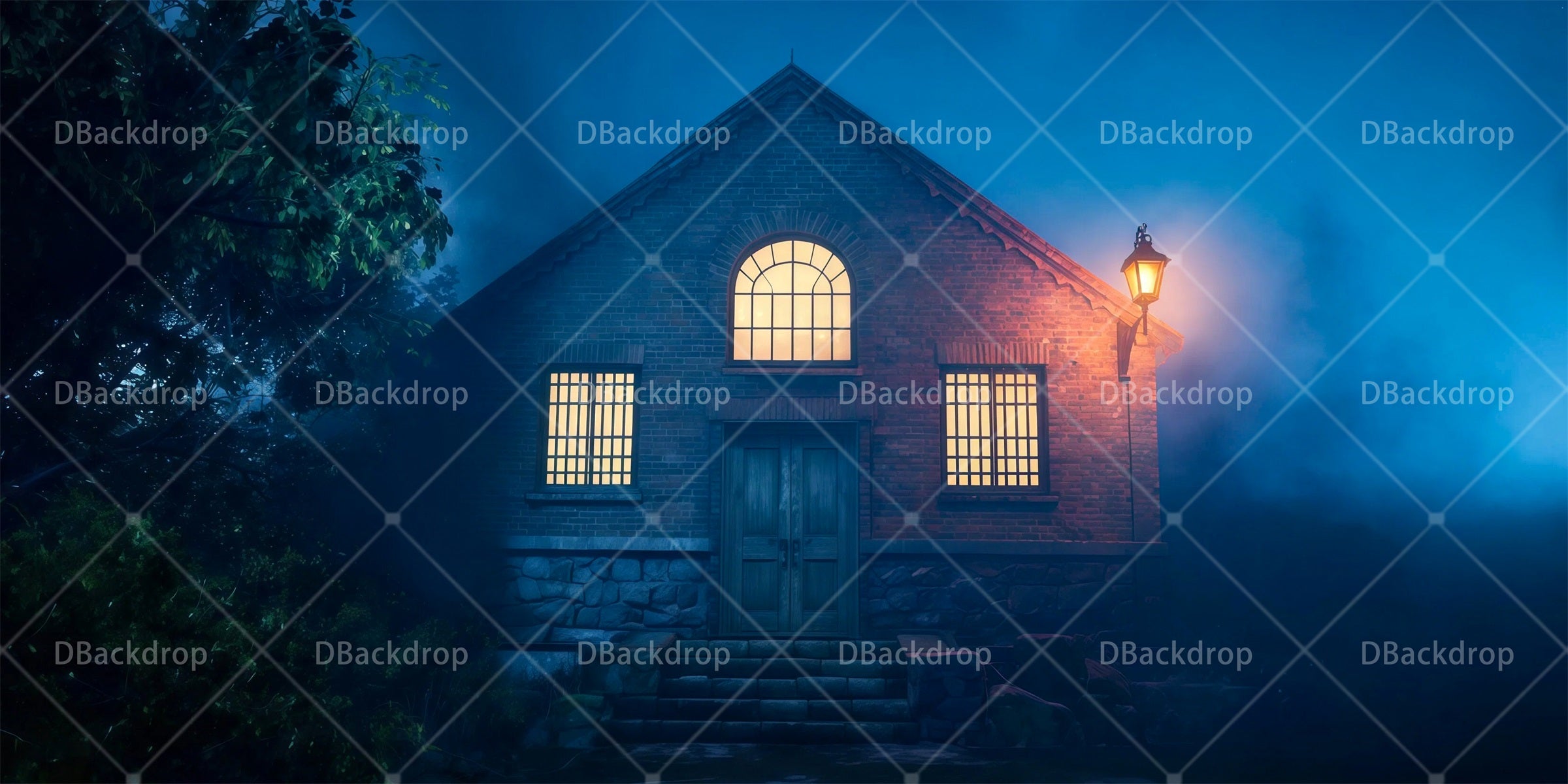 Theater Backdrop Country Jailhouse at Night Stage Backdrop Ideas RR65-T63