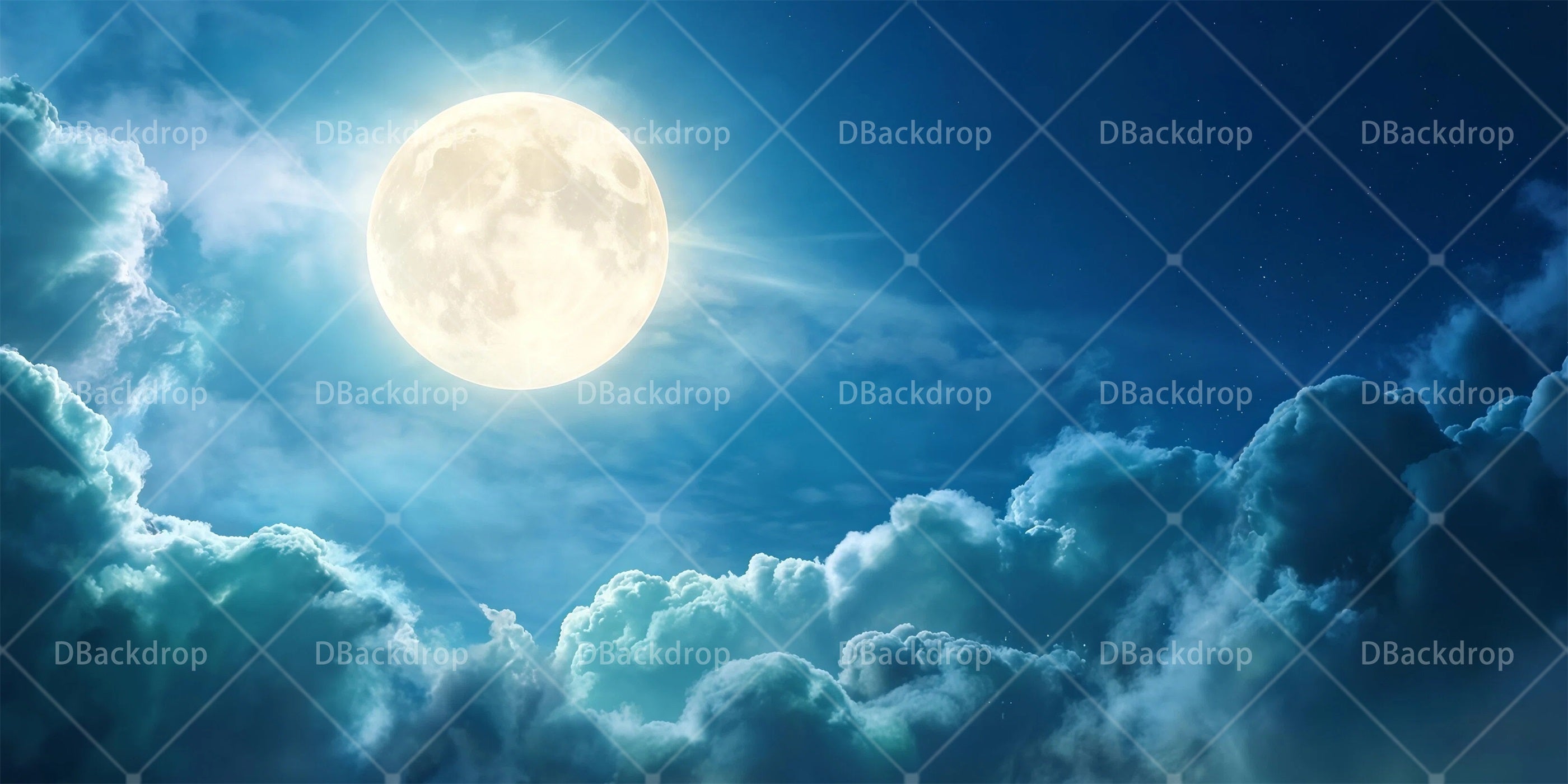 Professional Stage Backdrops Bright Full Moon Scenic Backdrops RR65-T64