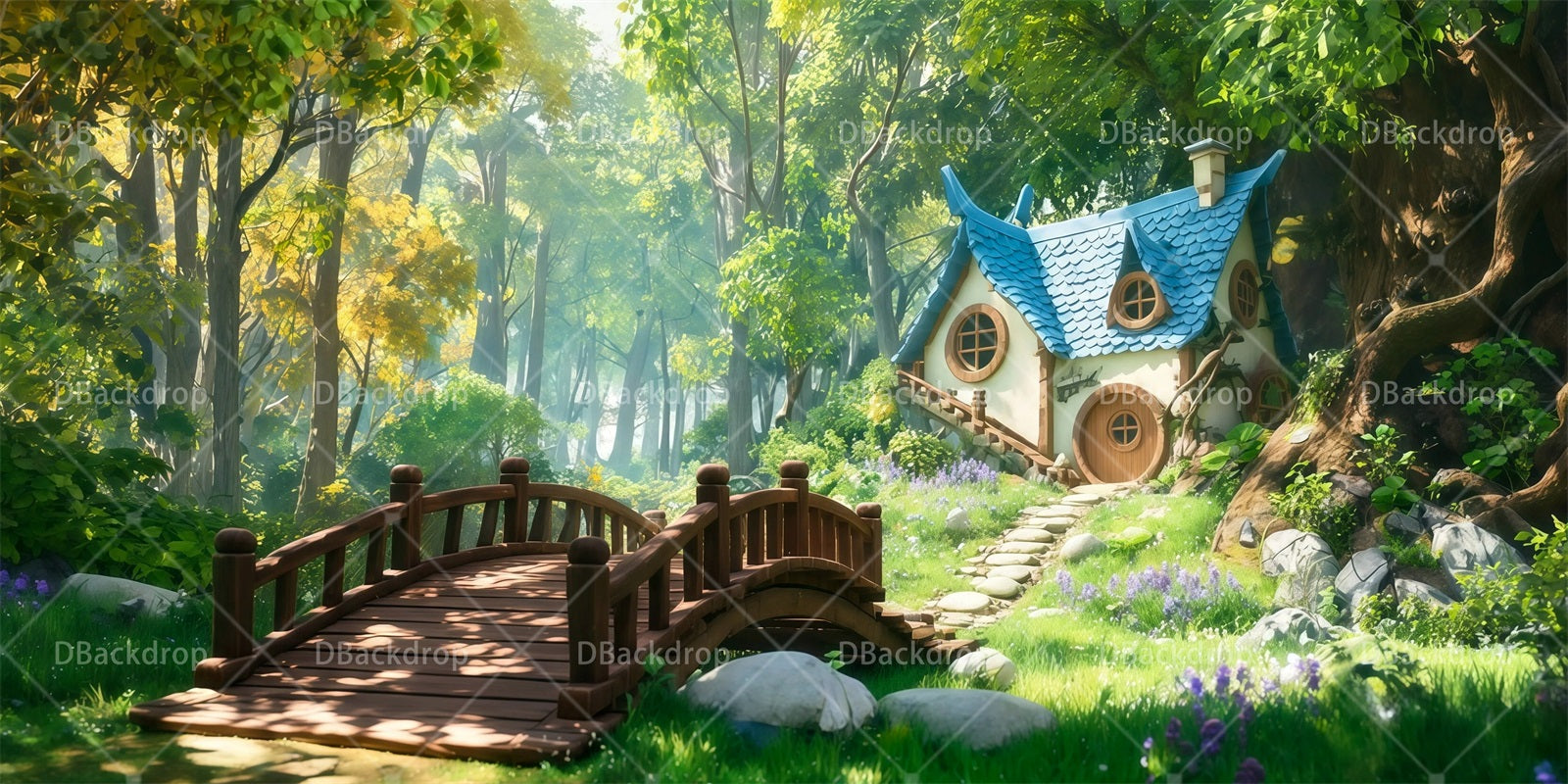 School Play Backdrops Fantasy Forest Cottage Performance Backdrop RR65-T65